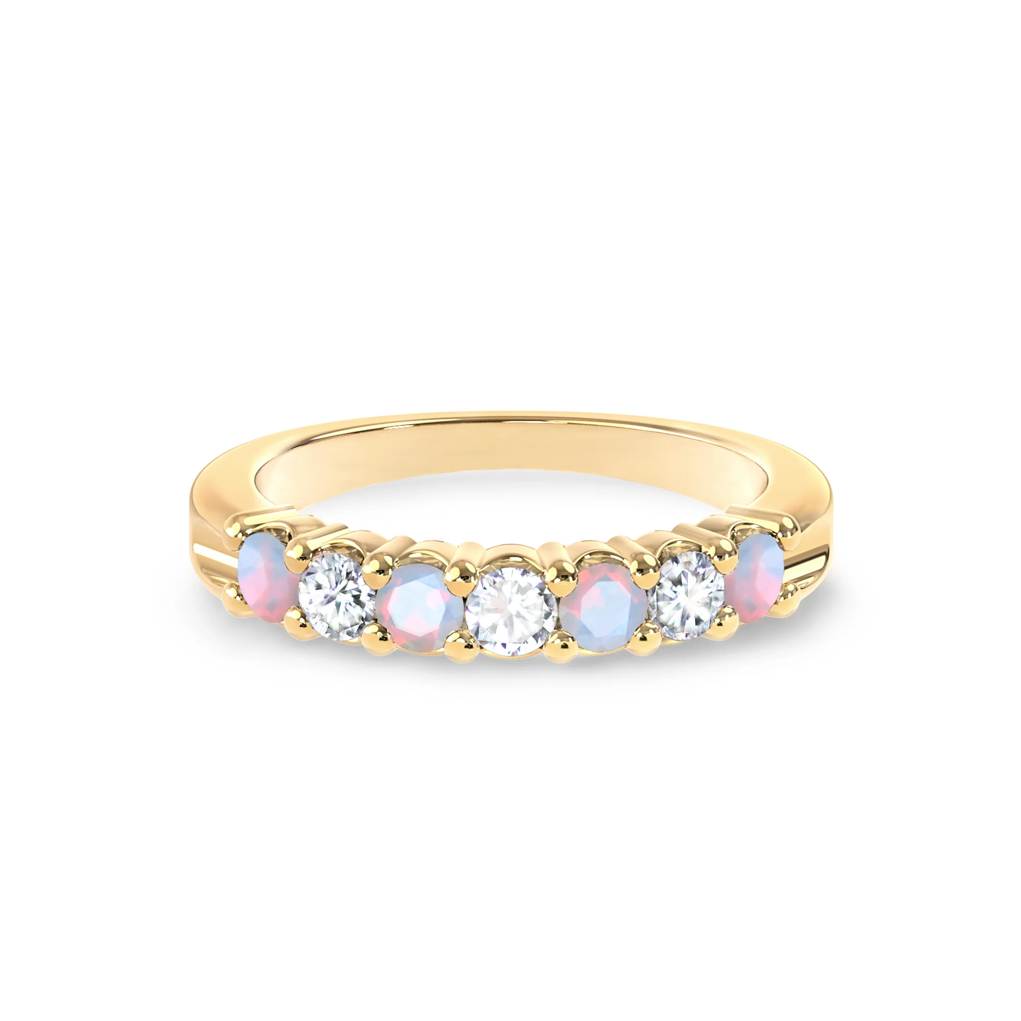 Rosecliff Luxe Diamond & Opal Stackable Ring in 14k Gold (October) - Image 5