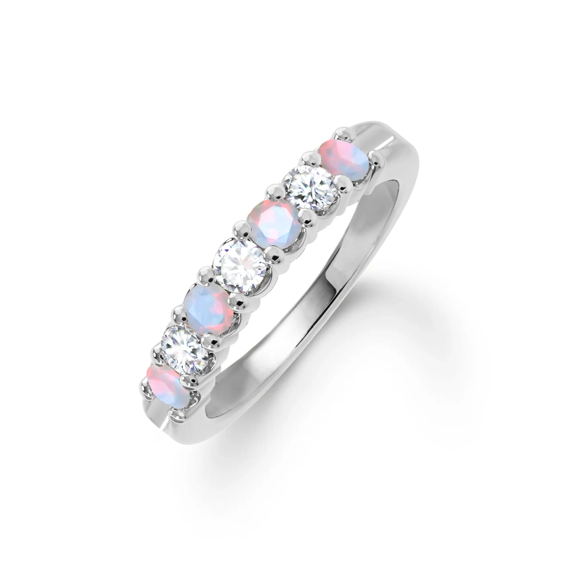 Rosecliff Luxe Diamond & Opal Stackable Ring in 14k Gold (October) - Image 8