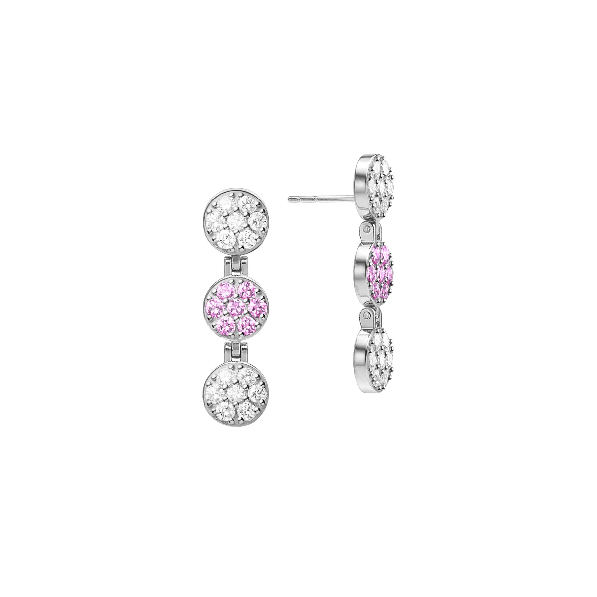 Rosecliff Diamond & Pink Sapphire Drop Earrings in 14k Gold (October) - Image 4
