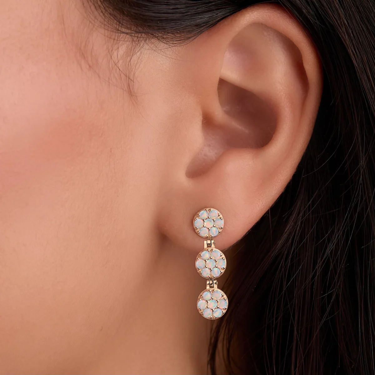 Rosecliff Opal Drop Earrings in 14k Gold (October) - Image 3