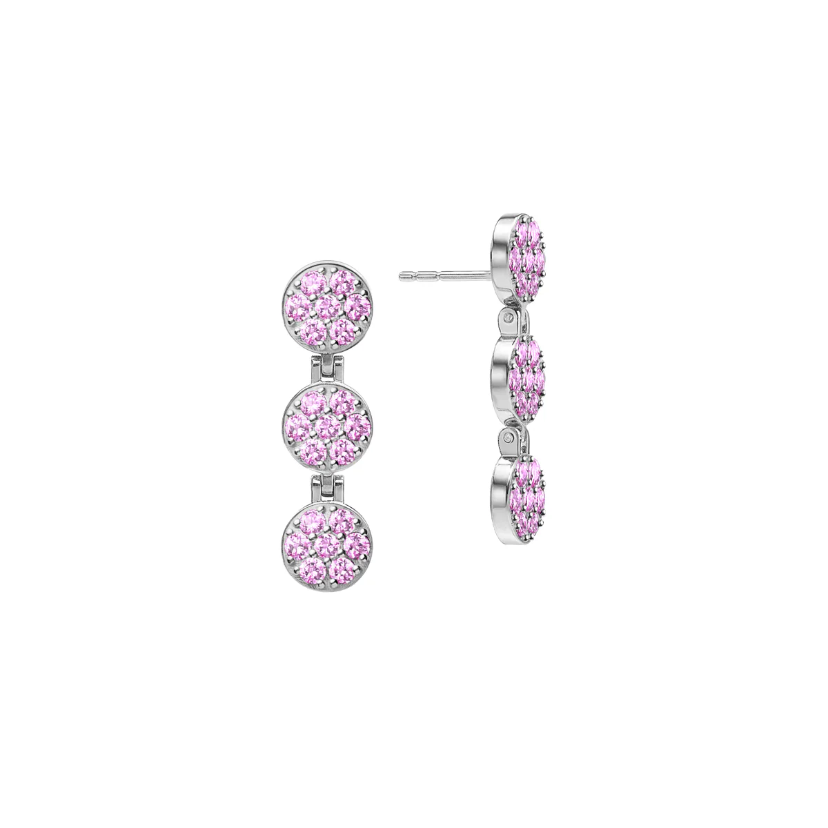 Rosecliff Pink Sapphire Drop Earrings in 14k Gold (October) - Image 4