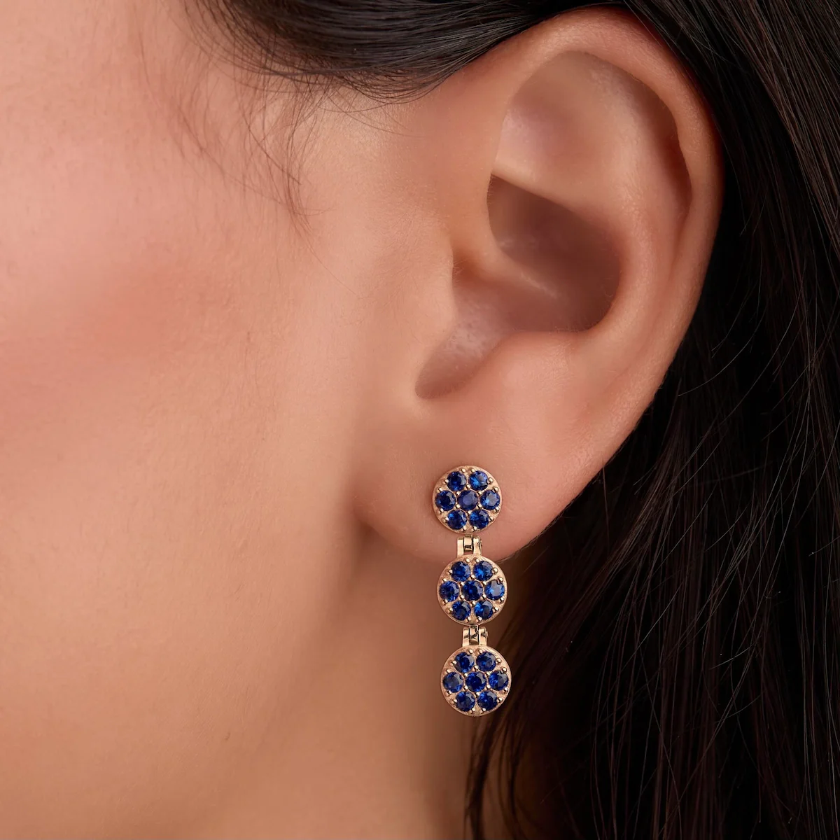 Rosecliff Sapphire Drop Earrings in 14k Gold (September) - Image 3