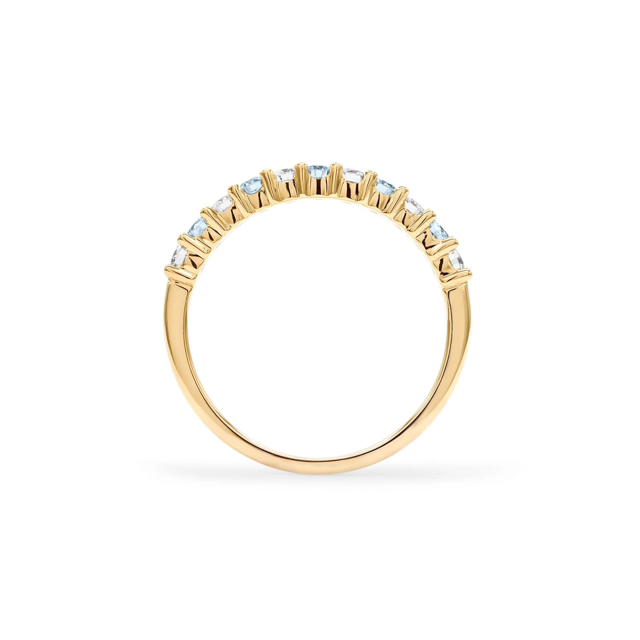 Rosecliff Diamond & Nantucket Blue Topaz Stackable Ring in 14k Gold (December) - Image 4
