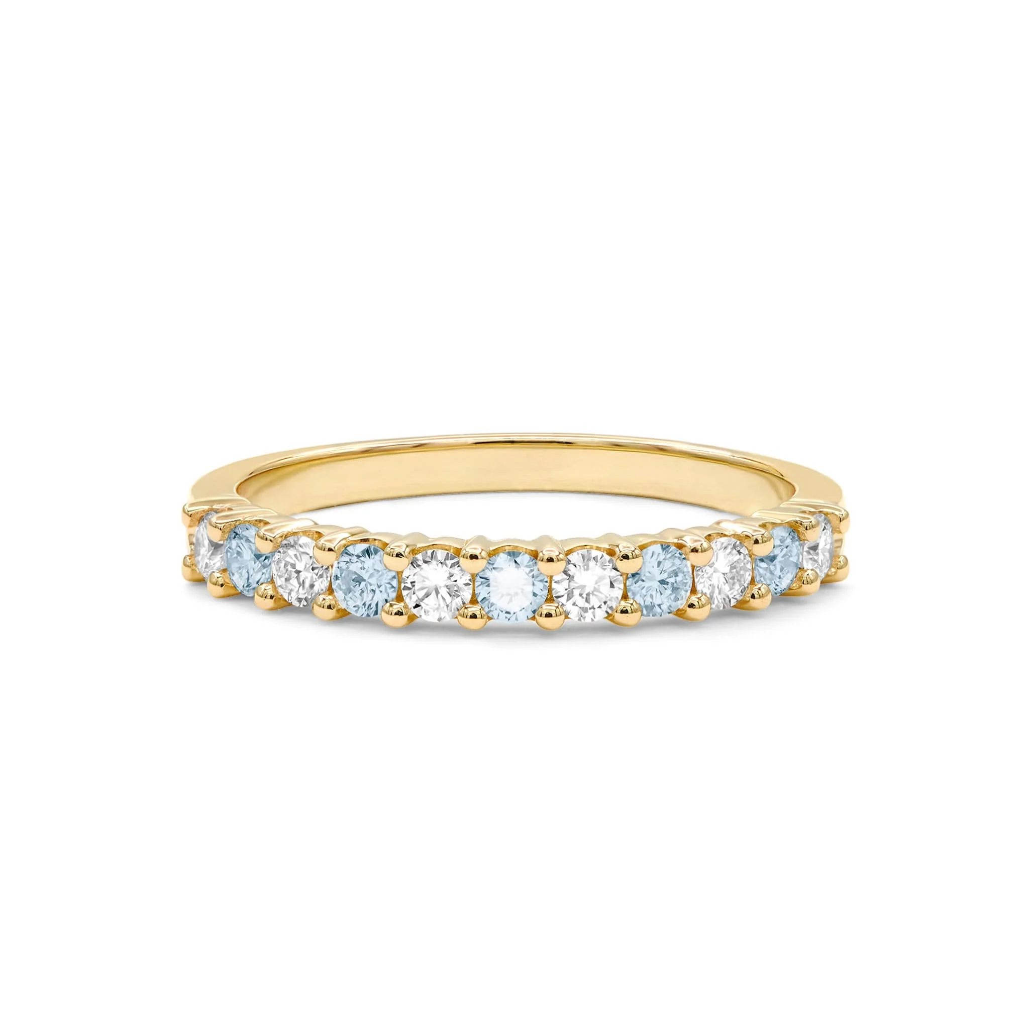 Rosecliff Diamond & Nantucket Blue Topaz Stackable Ring in 14k Gold (December) - Image 5
