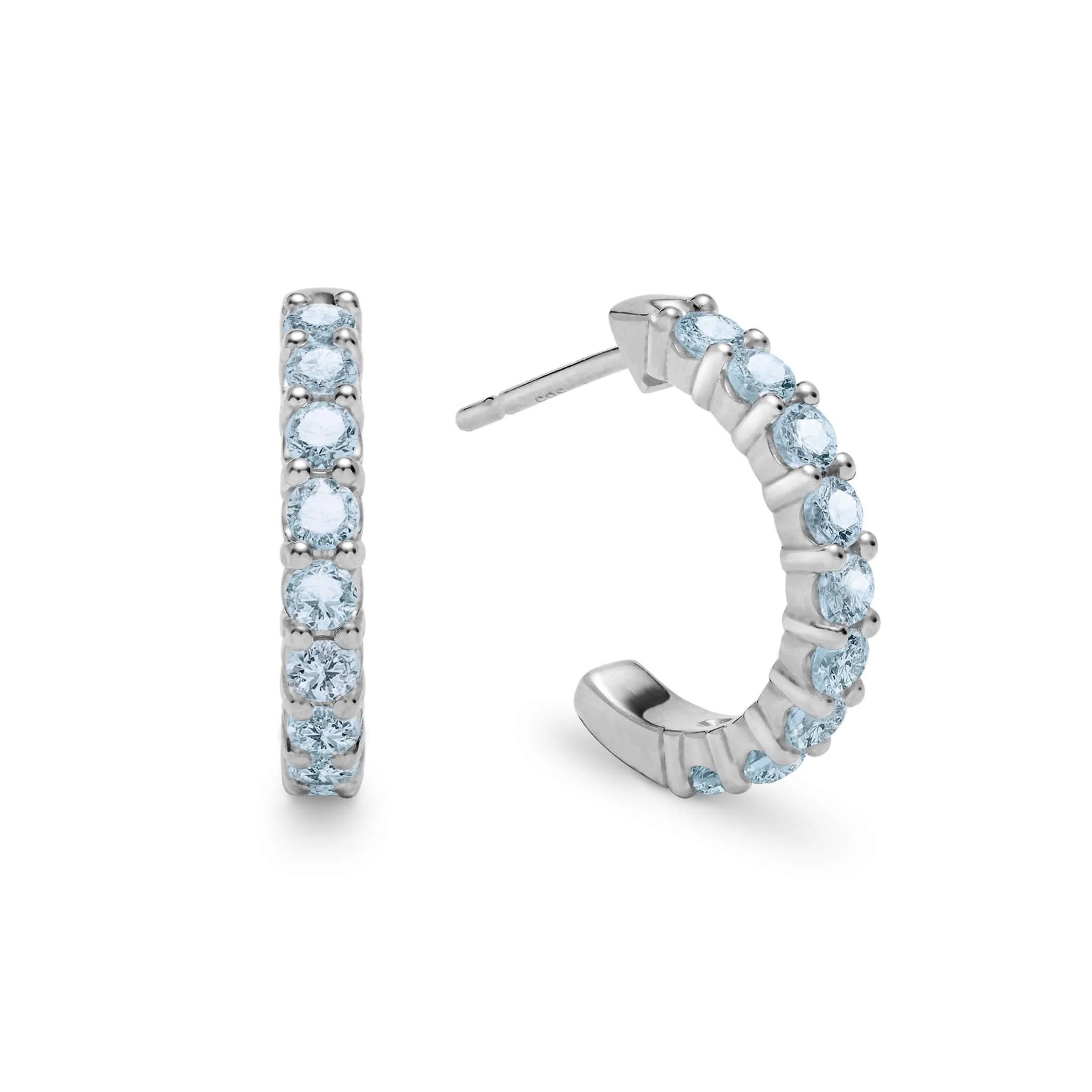 Rosecliff Nantucket Blue Topaz Huggie Hoop Earrings in 14k Gold (December) - Image 5