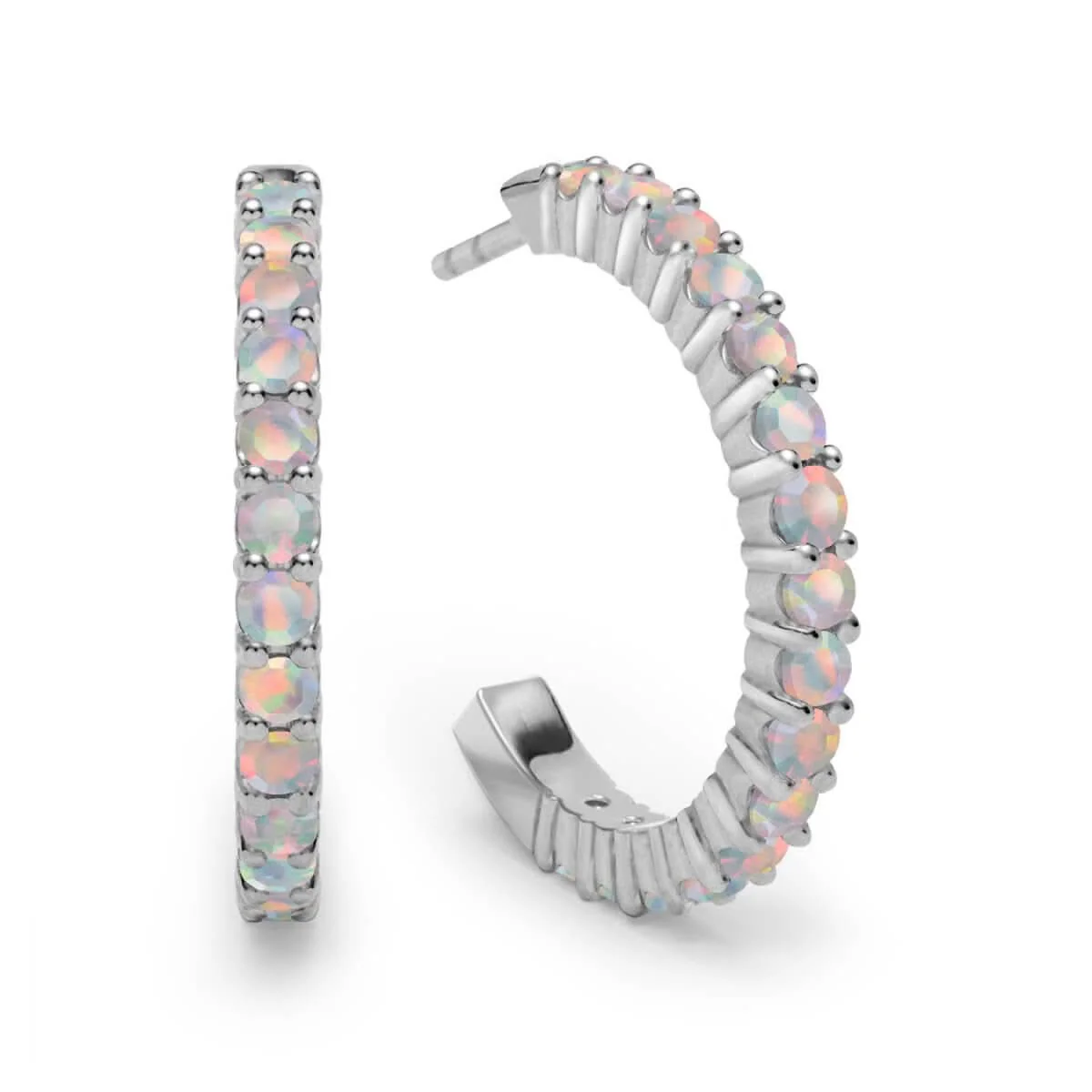 Rosecliff Opal Hoop Earrings in 14k Gold (October) - Image 5