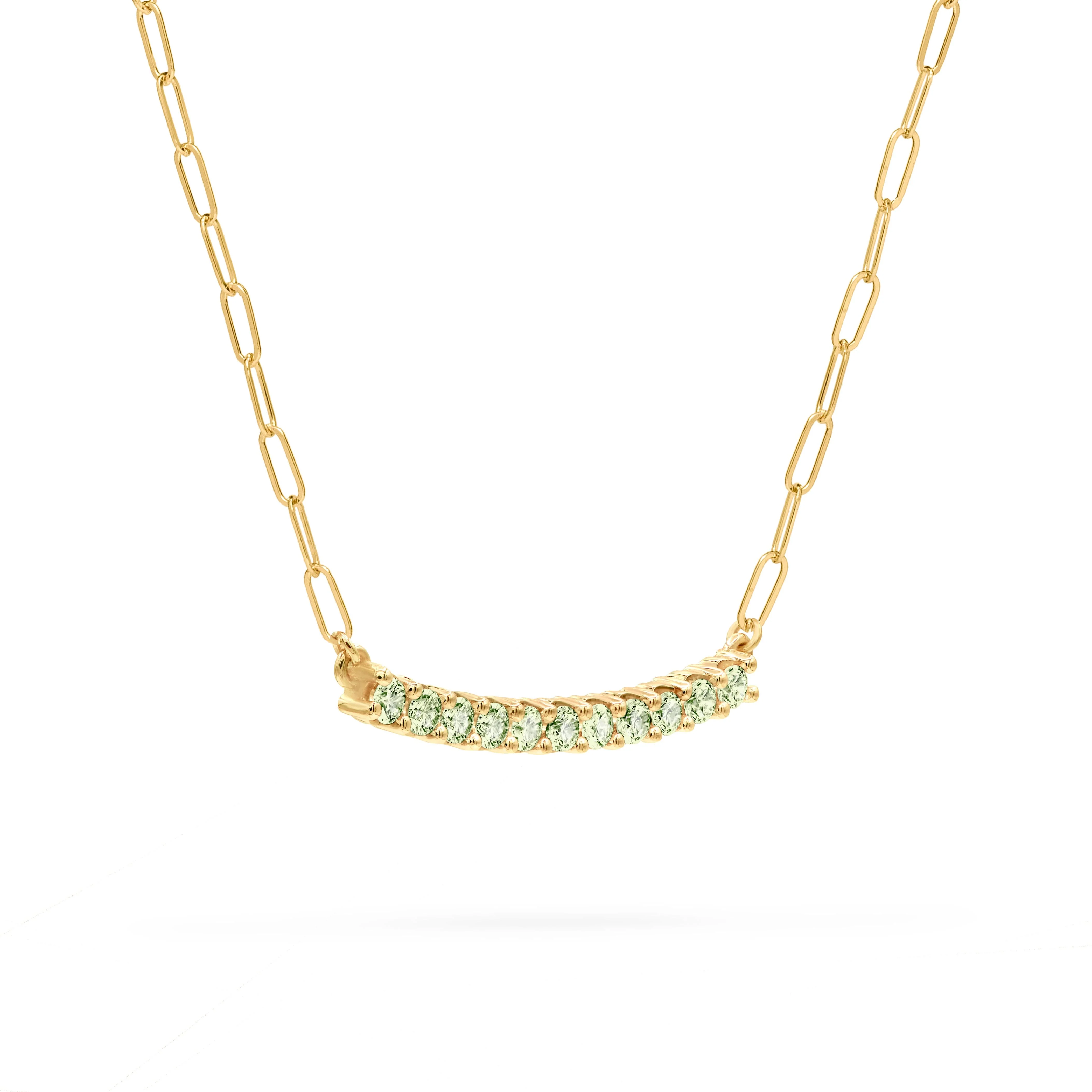 Rosecliff Peridot Bar Adelaide Mini Necklace in 14k Gold (August) - Image 4