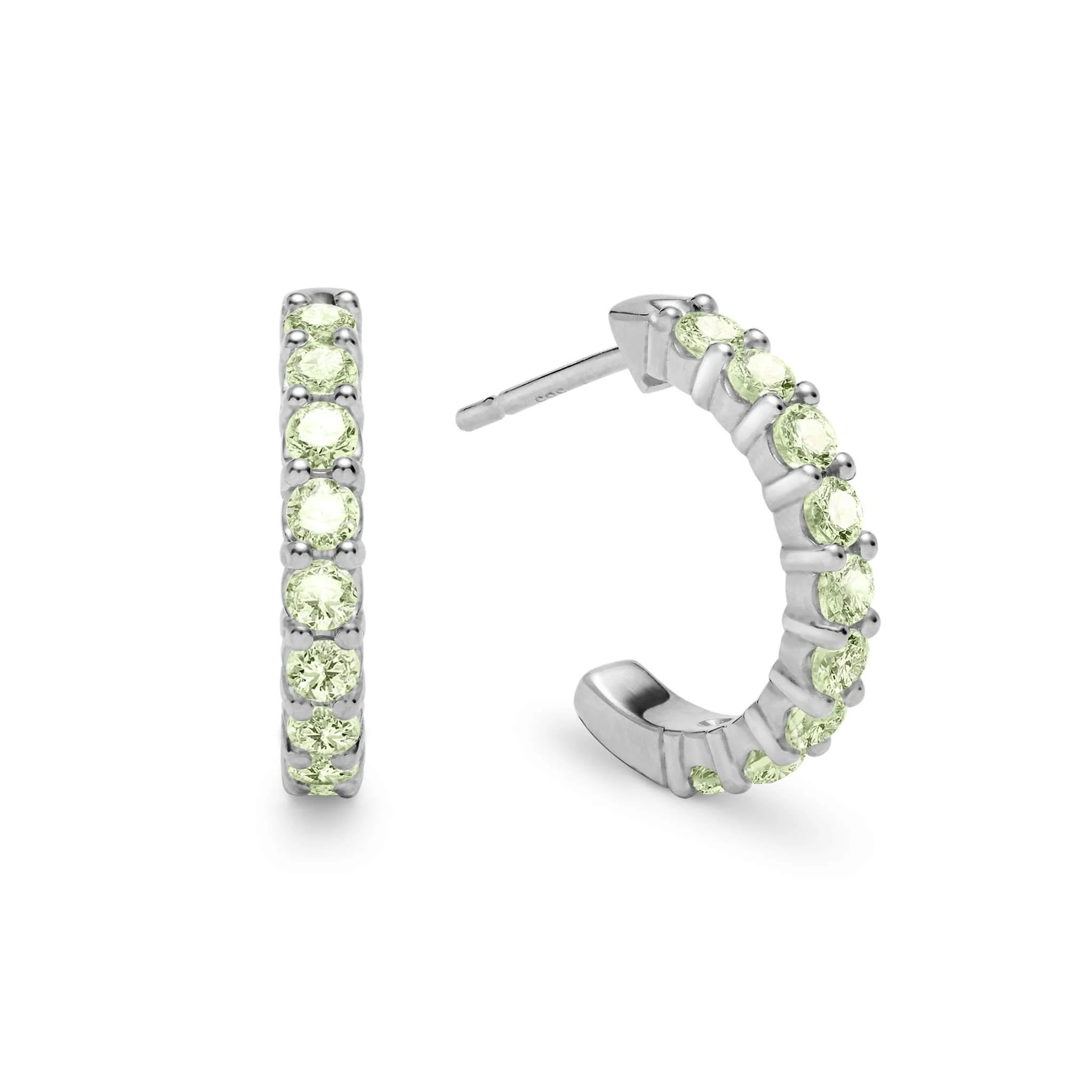 Rosecliff Peridot Huggie Hoop Earrings in 14k Gold (August) - Image 5