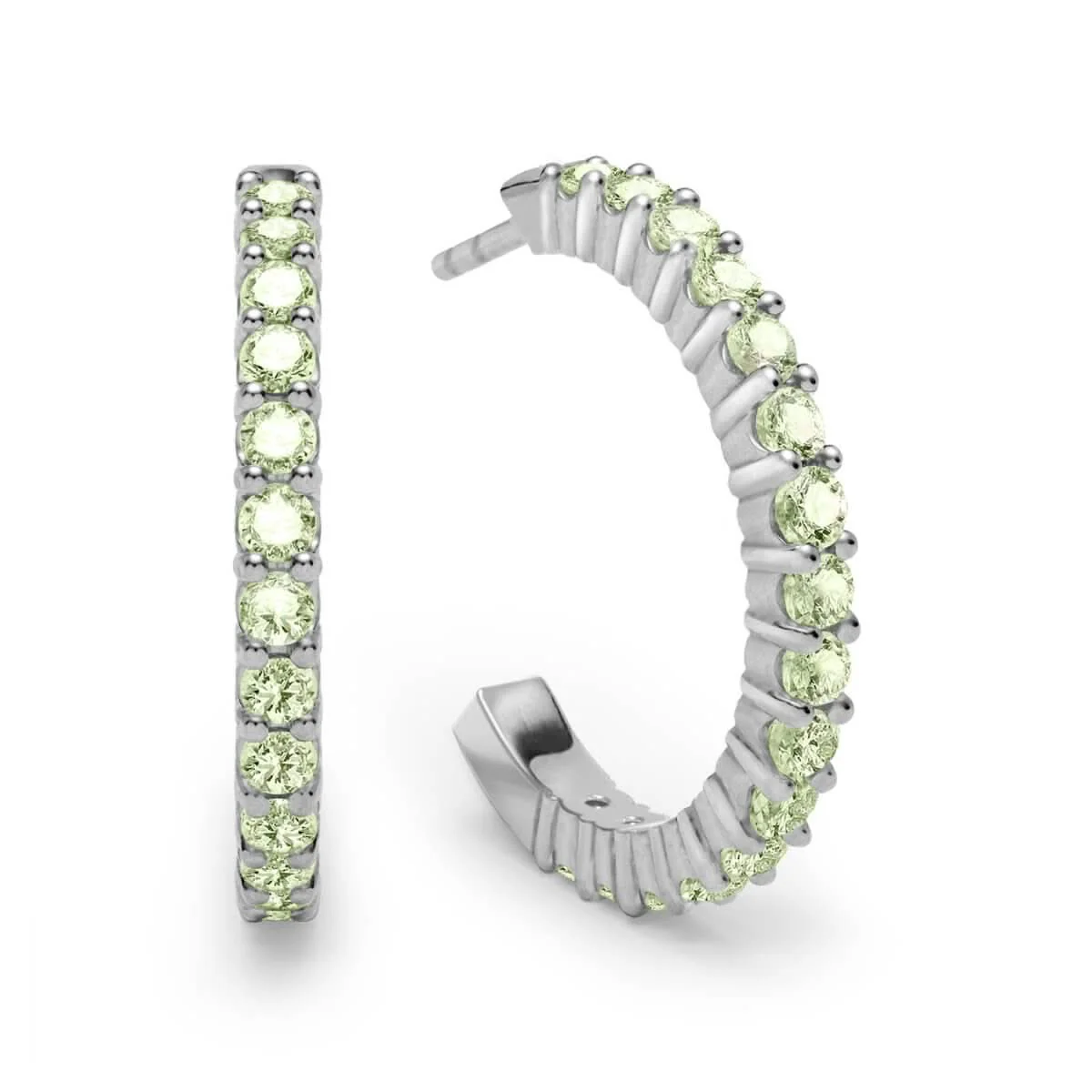 Rosecliff Peridot Hoop Earrings in 14k Gold (August) - Image 5
