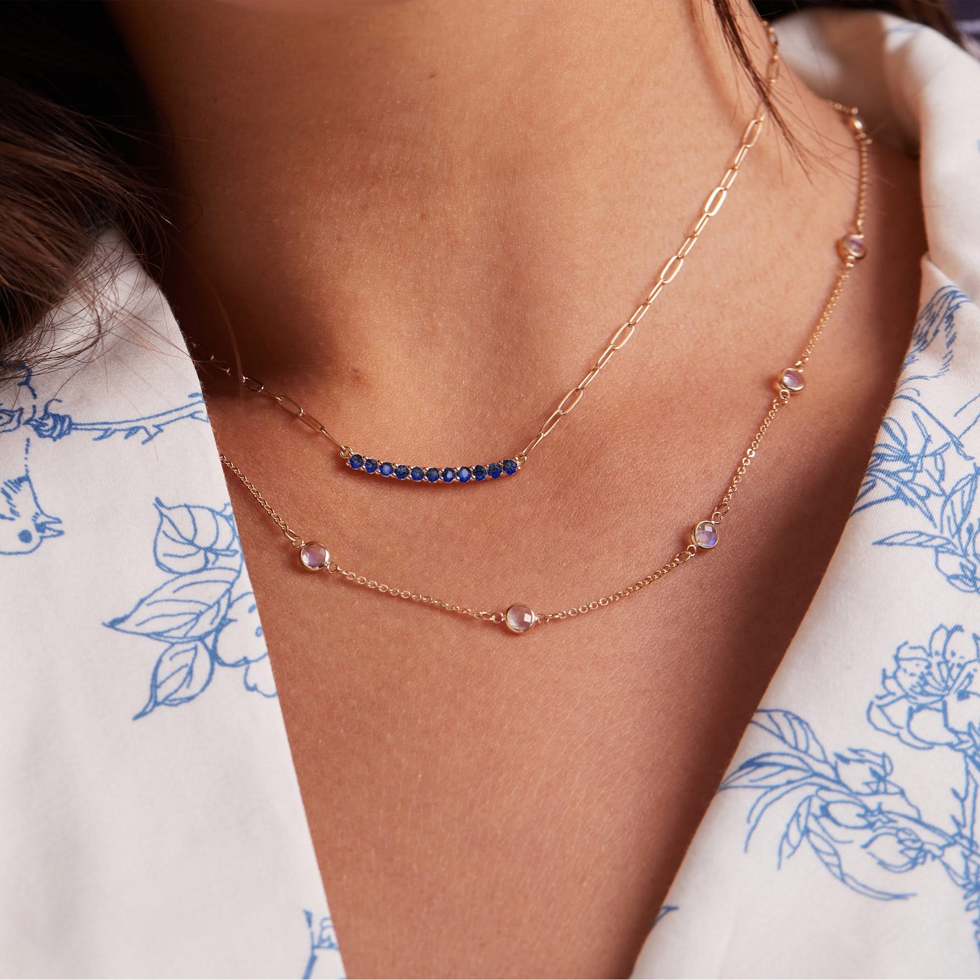 Rosecliff Sapphire Bar Adelaide Mini Necklace in 14k Gold (September) - Image 3