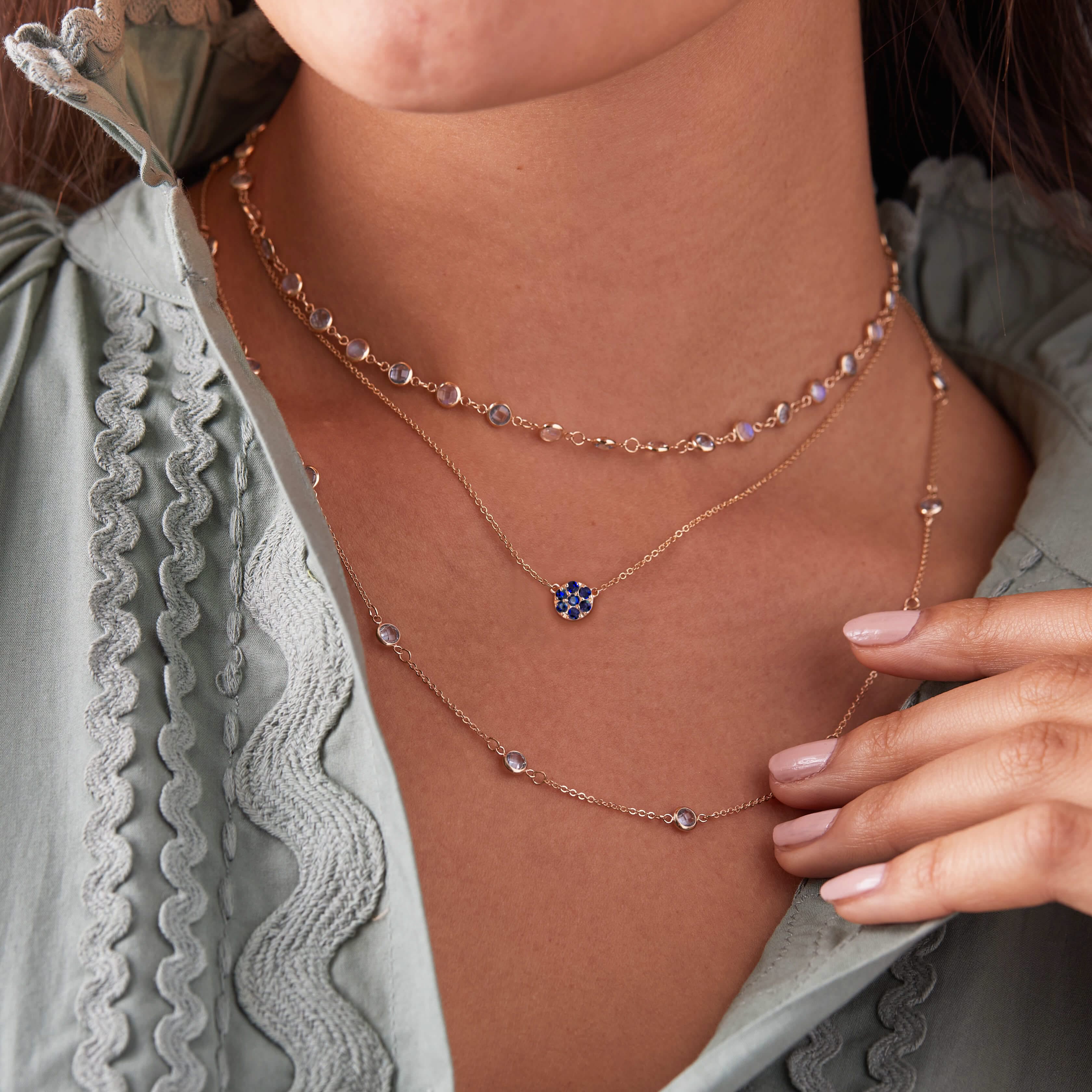 Rosecliff Sapphire Mini Necklace in Solid 14k Gold (September) - Image 10