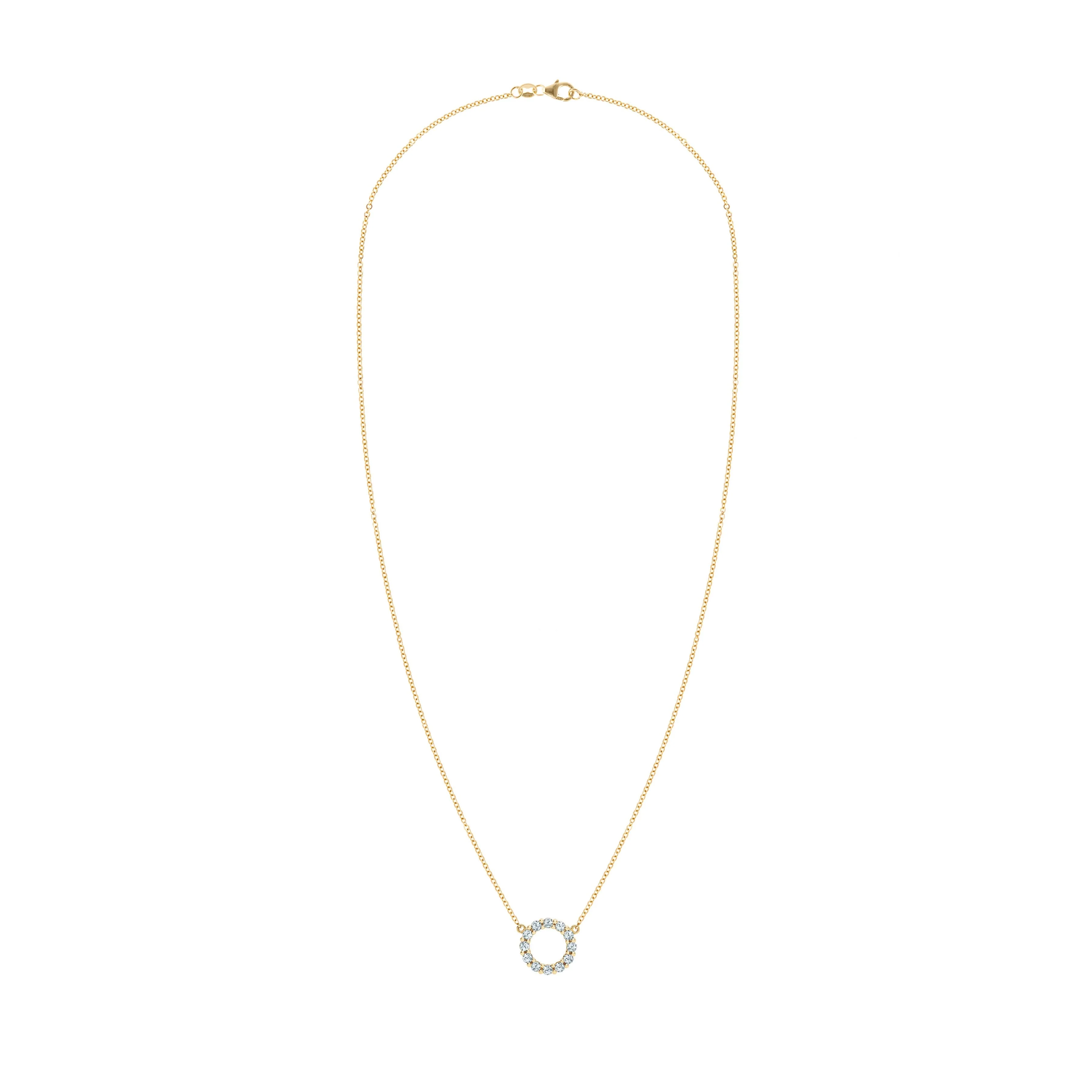 Rosecliff Small Circle Aquamarine Necklace in 14k Gold (March) - Image 5