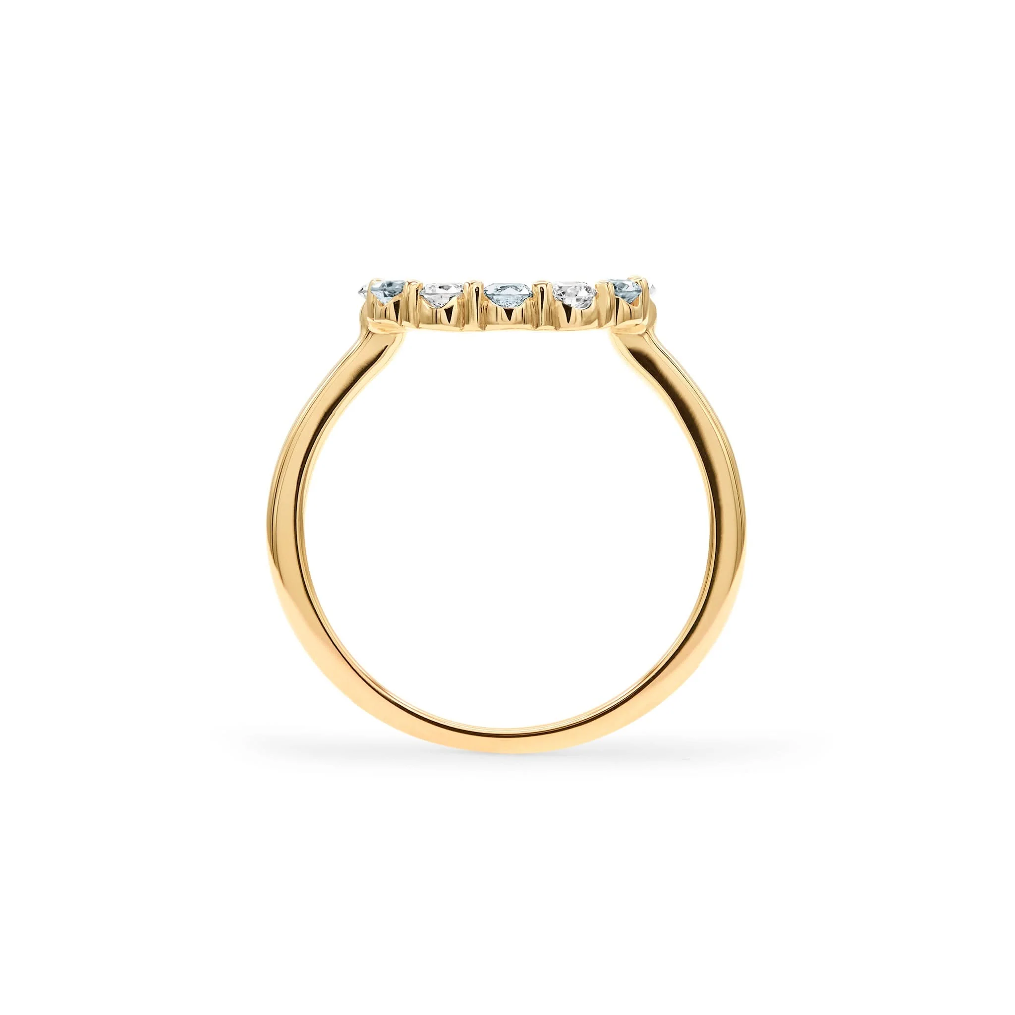 Rosecliff Small Circle Diamond & Aquamarine Ring in 14k Gold (March) - Image 4