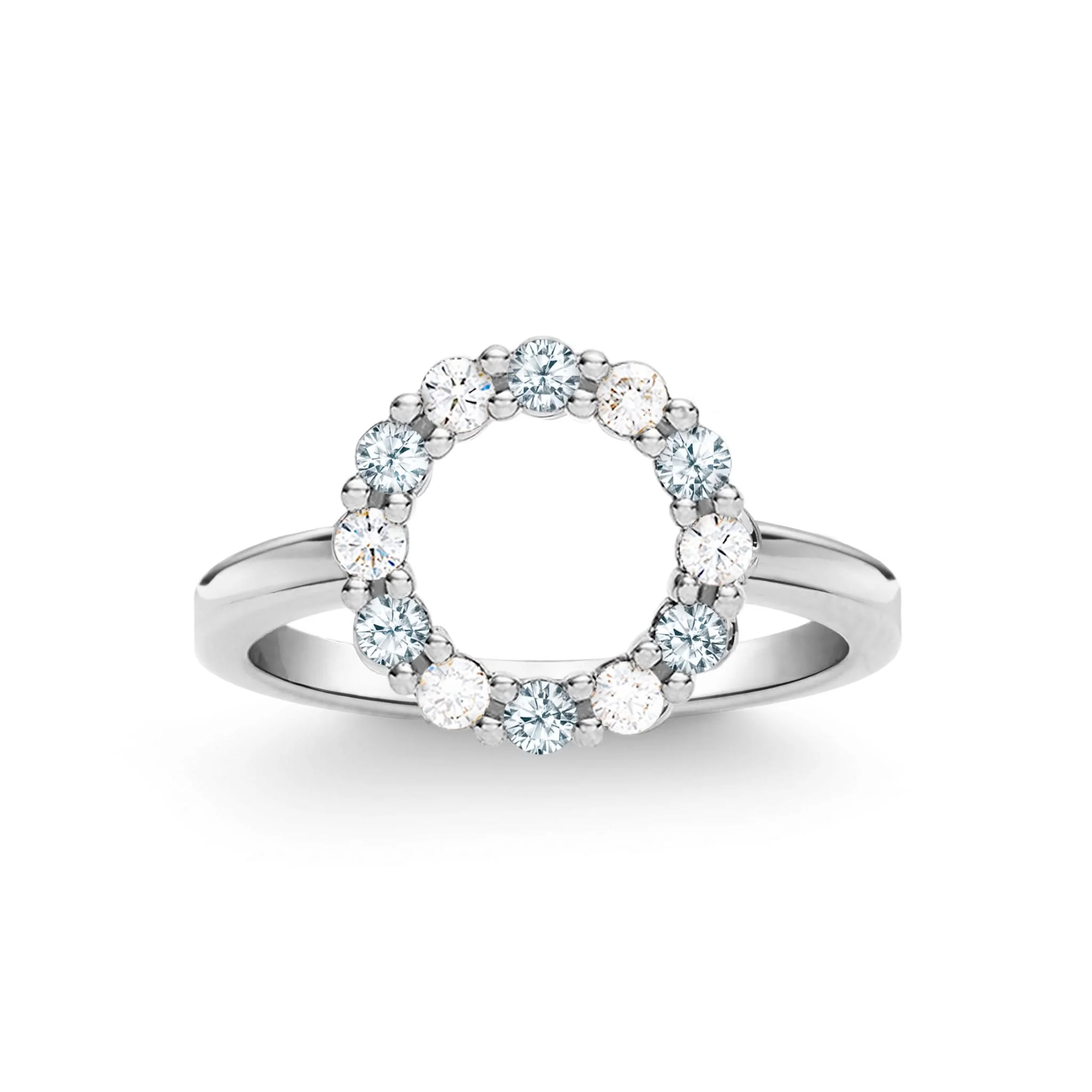 Rosecliff Small Circle Diamond & Aquamarine Ring in 14k Gold (March) - Image 5