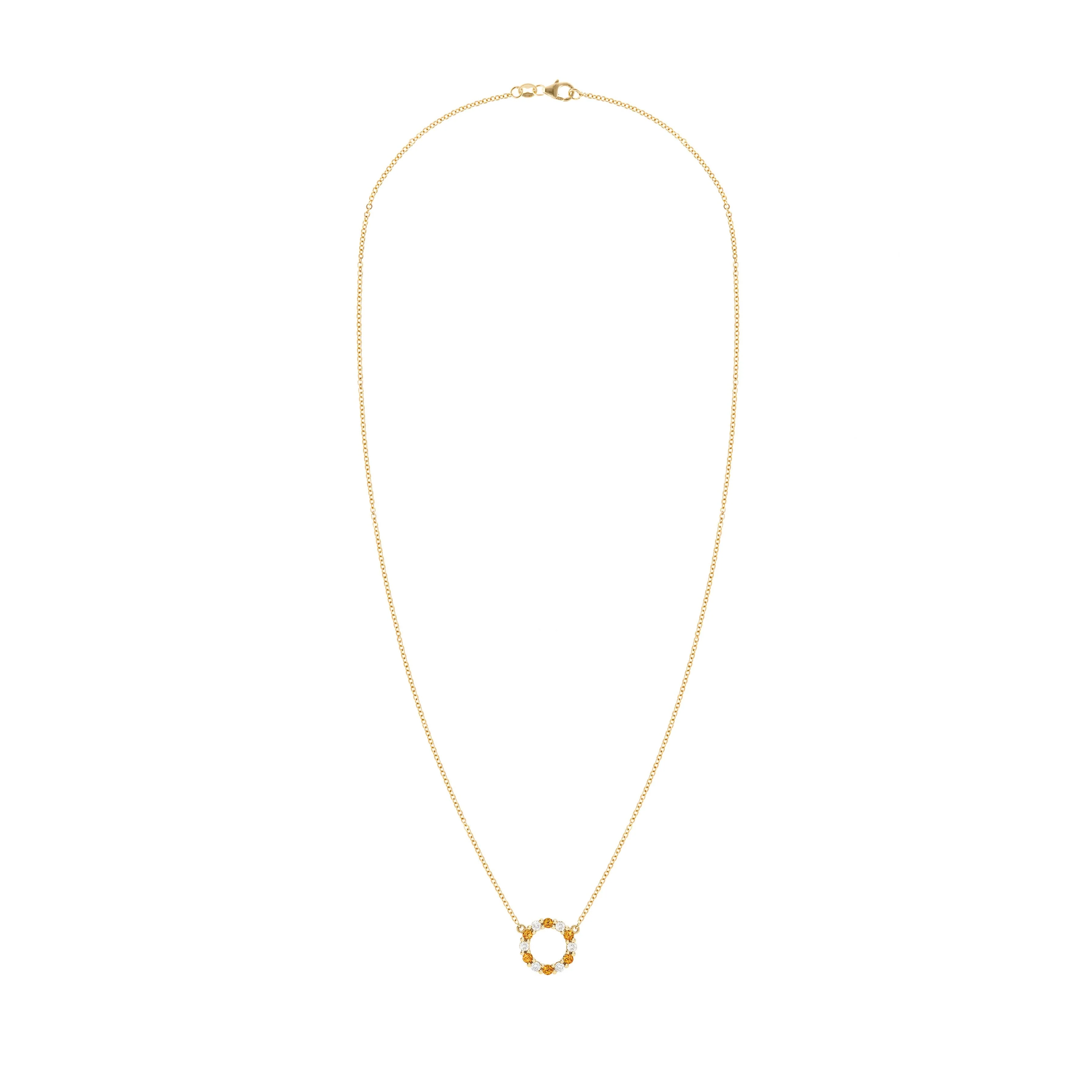 Rosecliff Small Circle Diamond & Citrine Necklace in 14k Gold (November) - Image 5