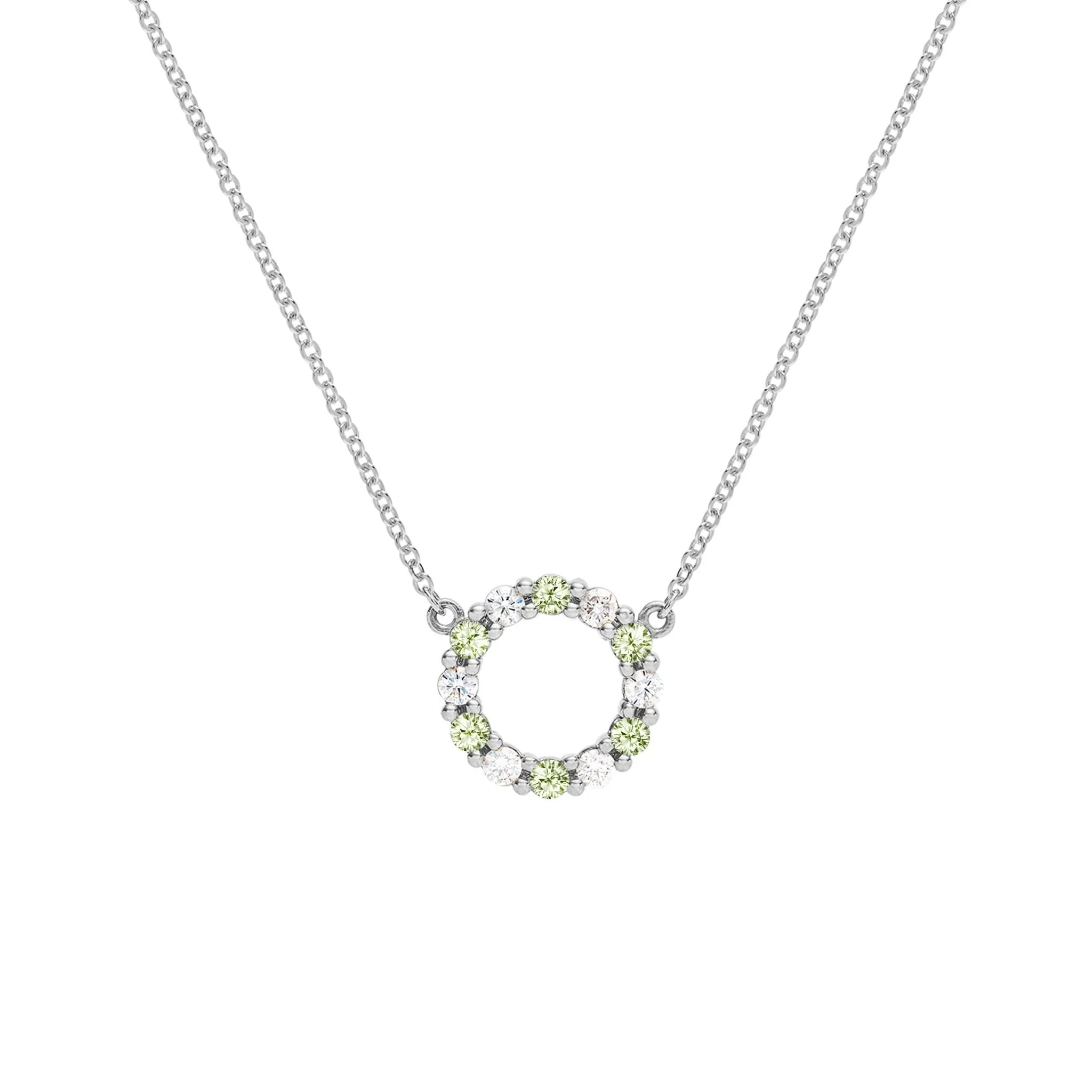 Rosecliff Small Circle Diamond & Peridot Necklace in 14k Gold (August) - Image 8
