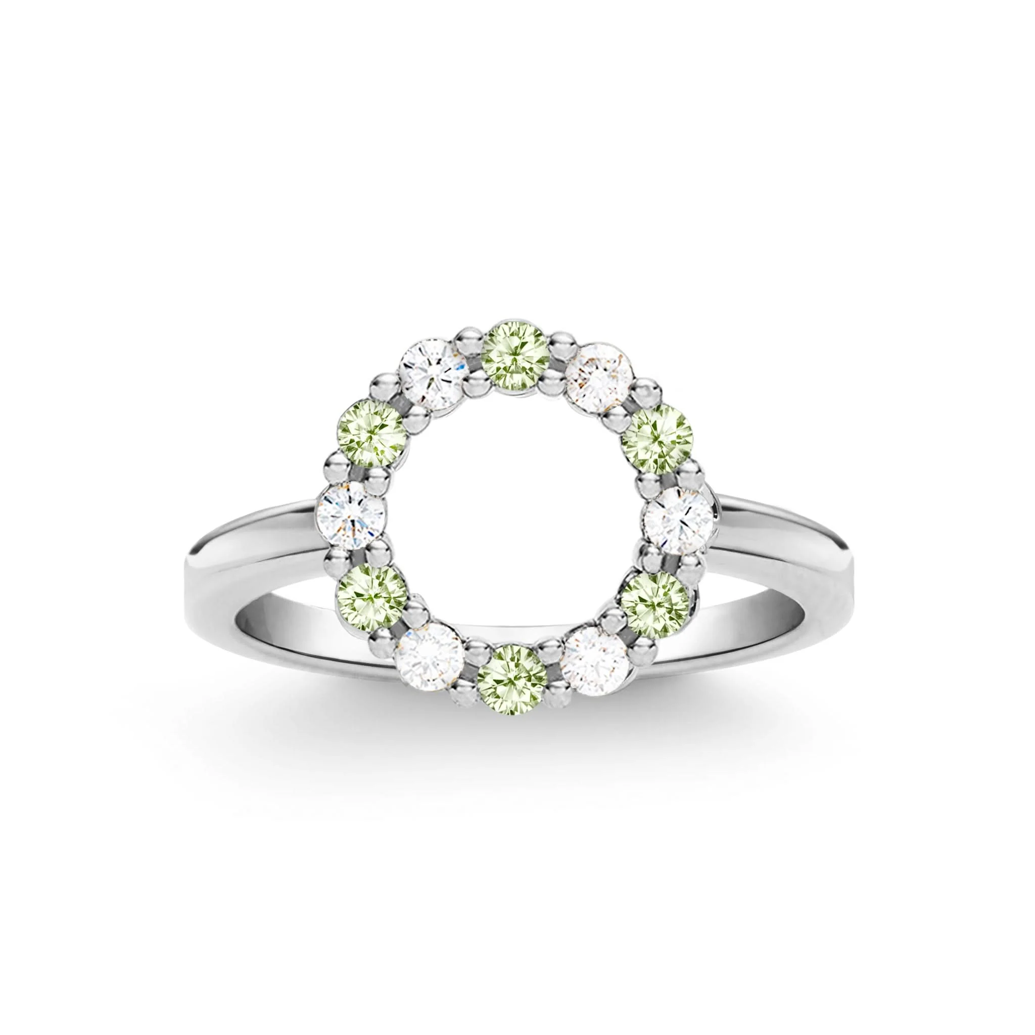 Rosecliff Small Circle Diamond & Peridot Ring in 14k Gold (August) - Image 5