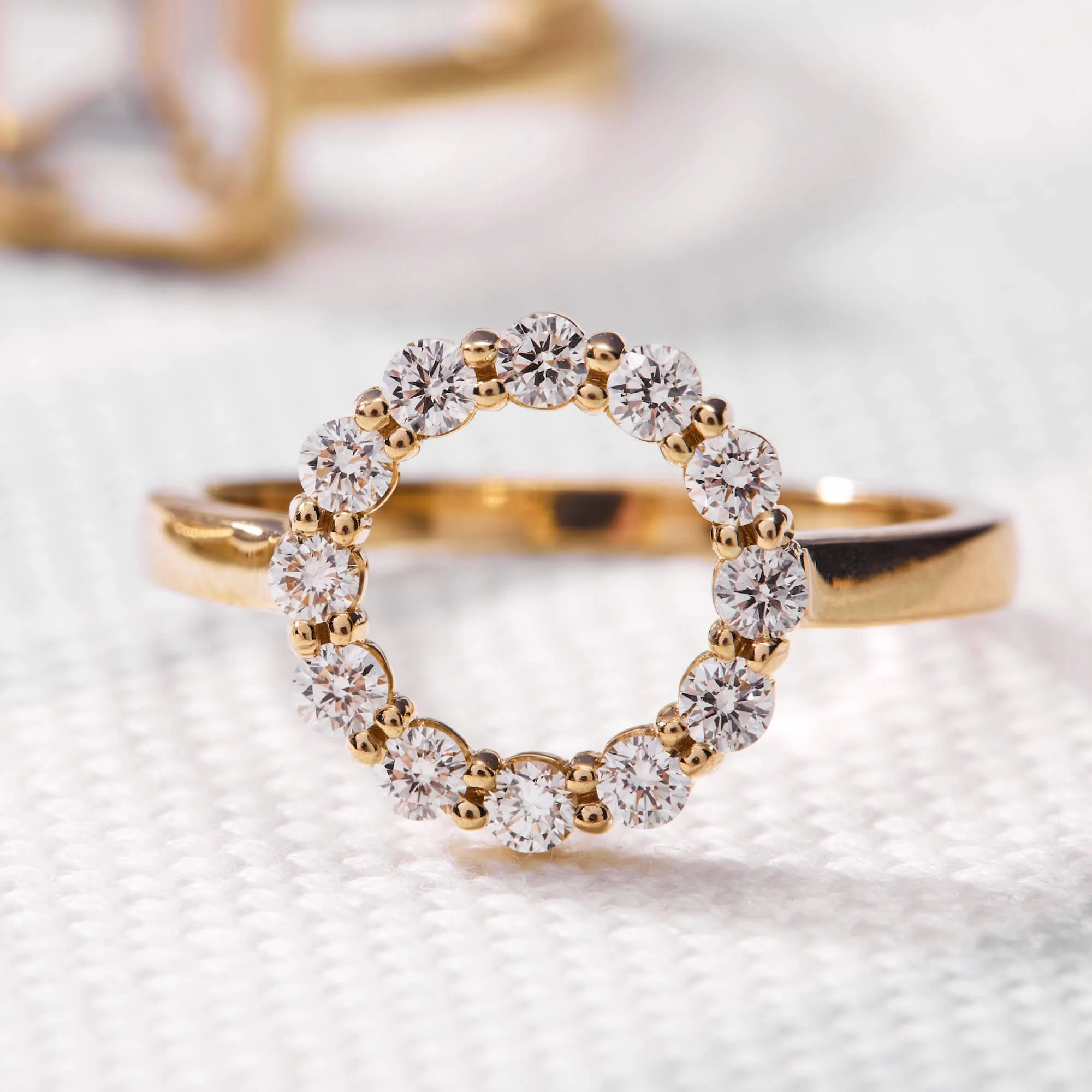 Rosecliff Small Circle Diamond Ring in 14k Gold (April) - Image 7
