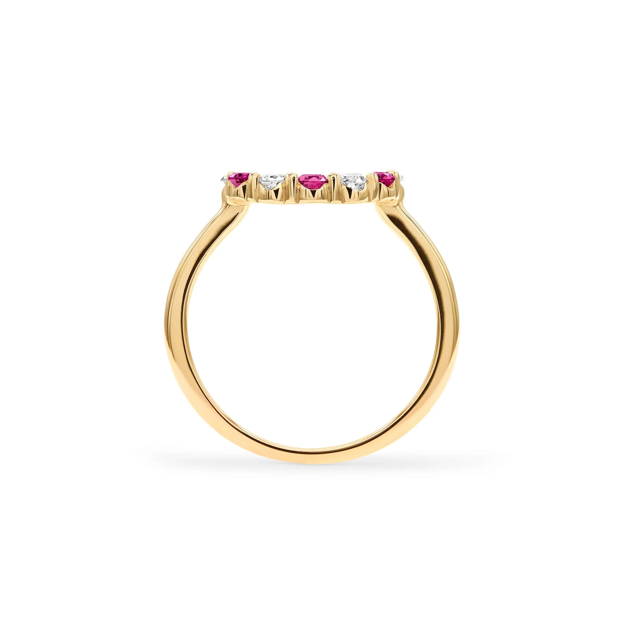 Rosecliff Small Circle Diamond & Ruby Ring in 14k Gold (July) - Image 4