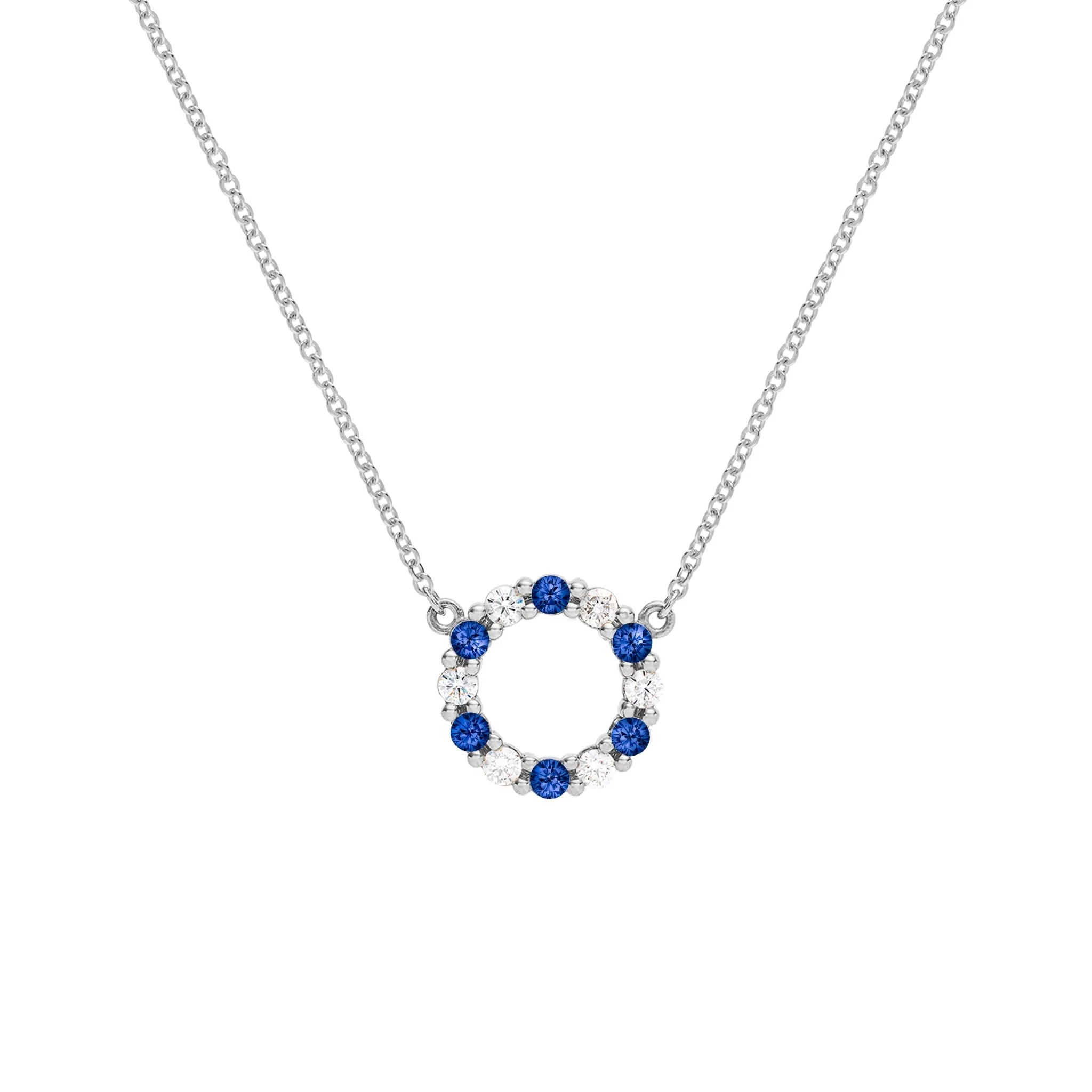 Rosecliff Small Circle Diamond & Sapphire Necklace in 14k Gold (September) - Image 8