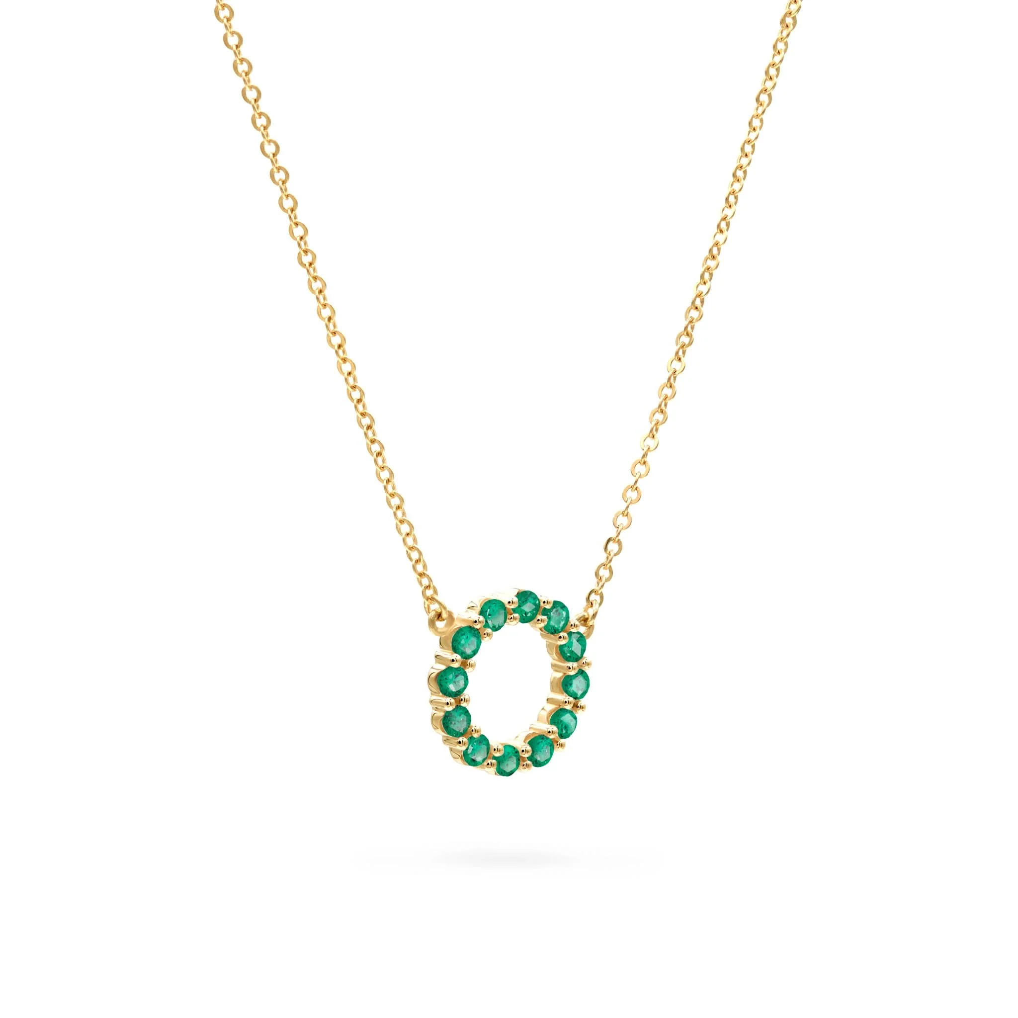 Rosecliff Small Circle Emerald Necklace in 14k Gold (May) - Image 4