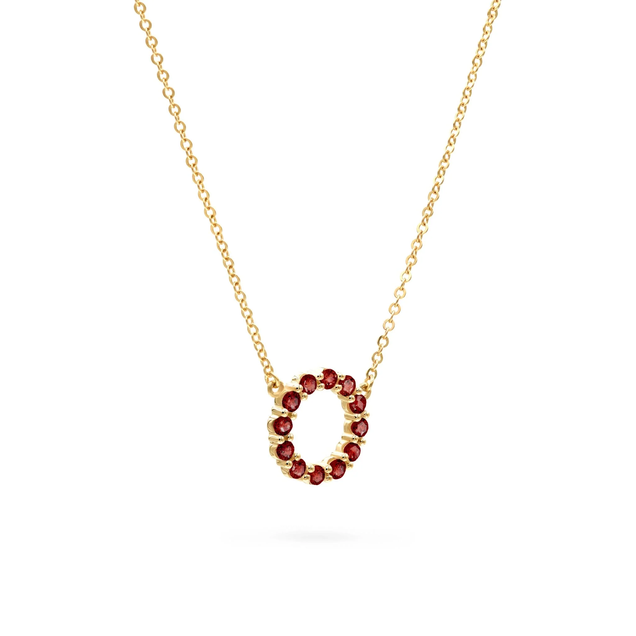Rosecliff Small Circle Garnet Necklace in 14k Gold (January) - Image 4