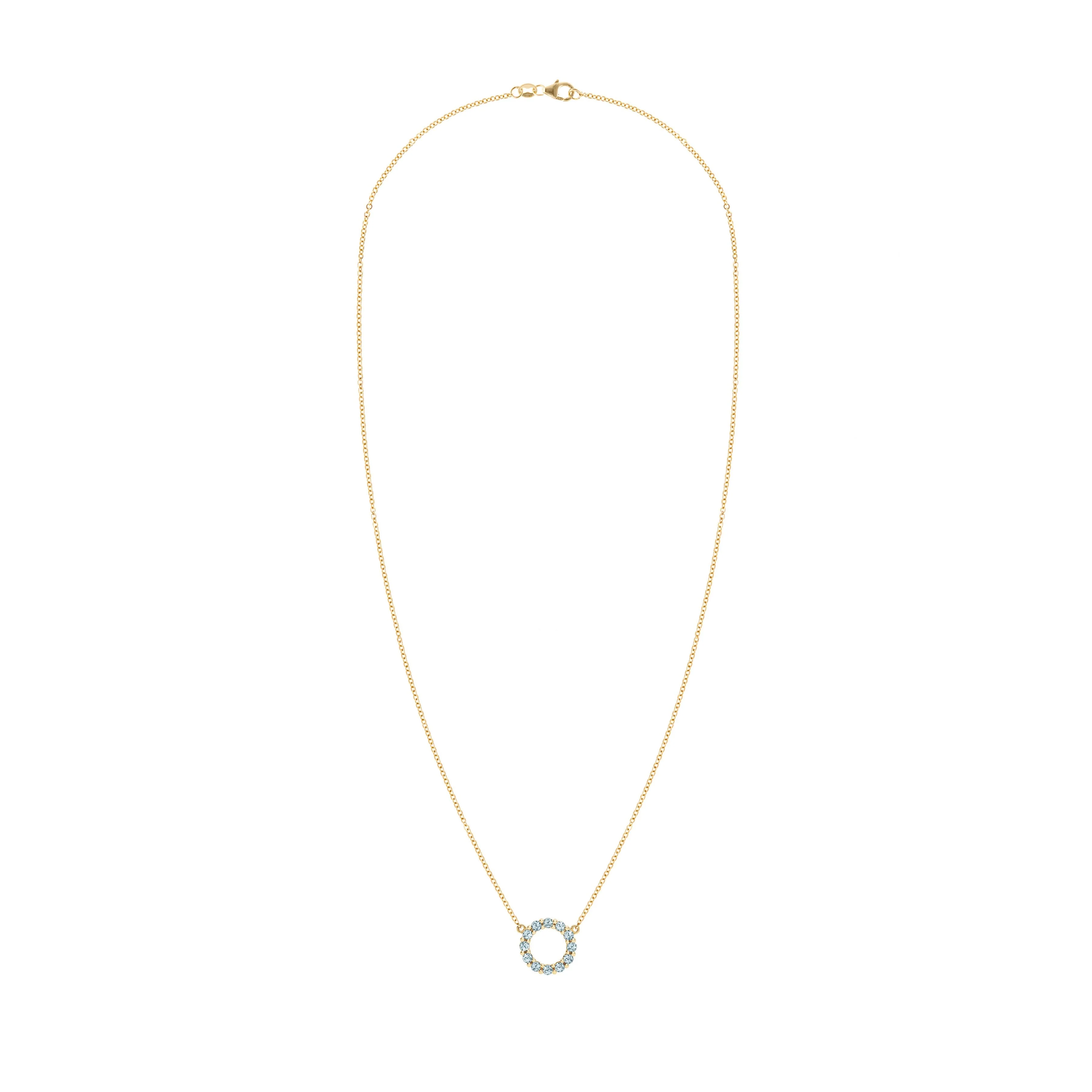 Rosecliff Small Circle Nantucket Blue Topaz Necklace in 14k Gold (December) - Image 5