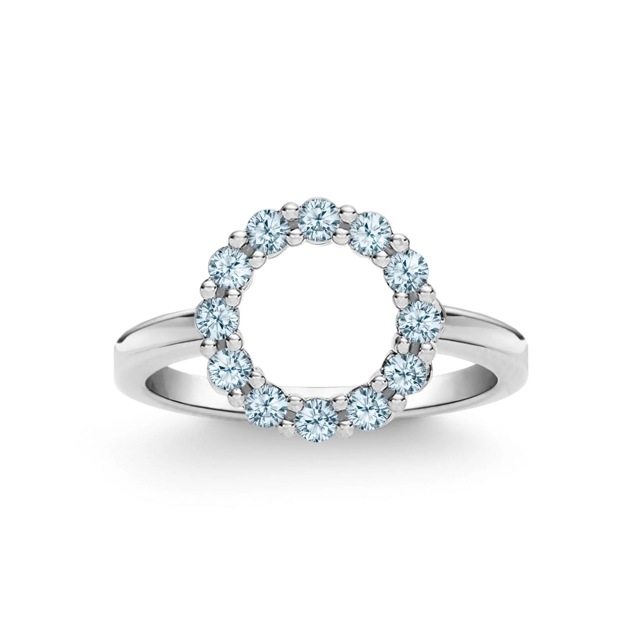 Rosecliff Small Circle Nantucket Blue Topaz Ring in 14k Gold (December) - Image 5