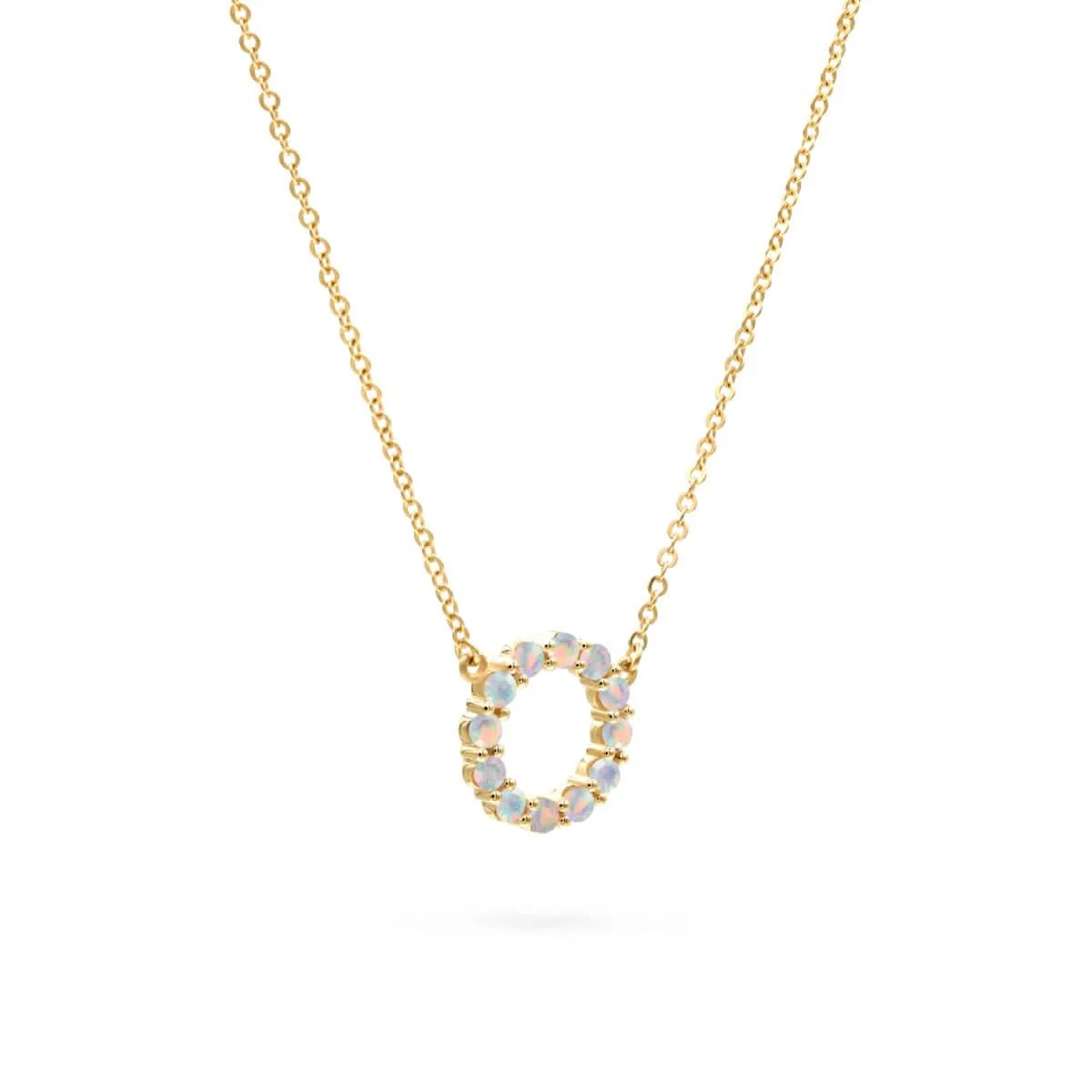 Rosecliff Small Circle Opal Necklace in 14k Gold (October) - Image 5