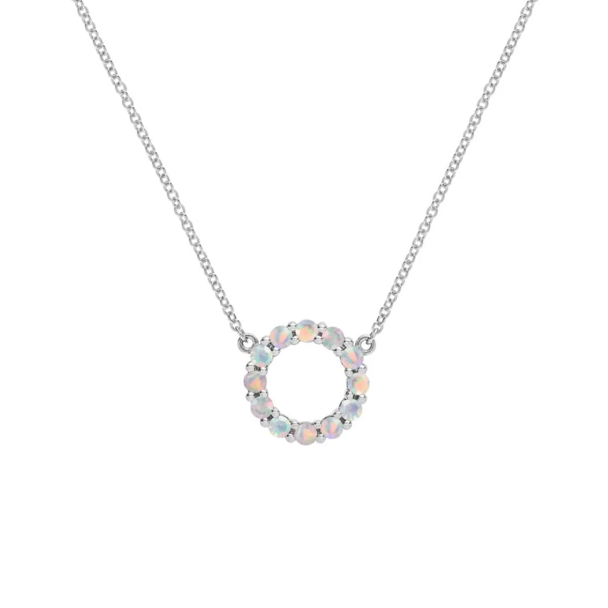 Rosecliff Small Circle Opal Necklace in 14k Gold (October) - Image 8