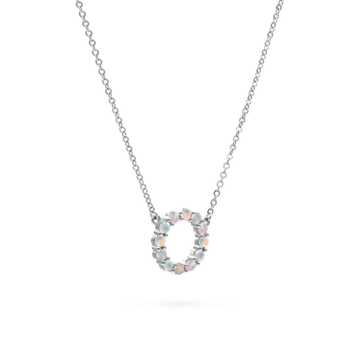 Rosecliff Small Circle Opal Necklace in 14k Gold (October) - Image 9