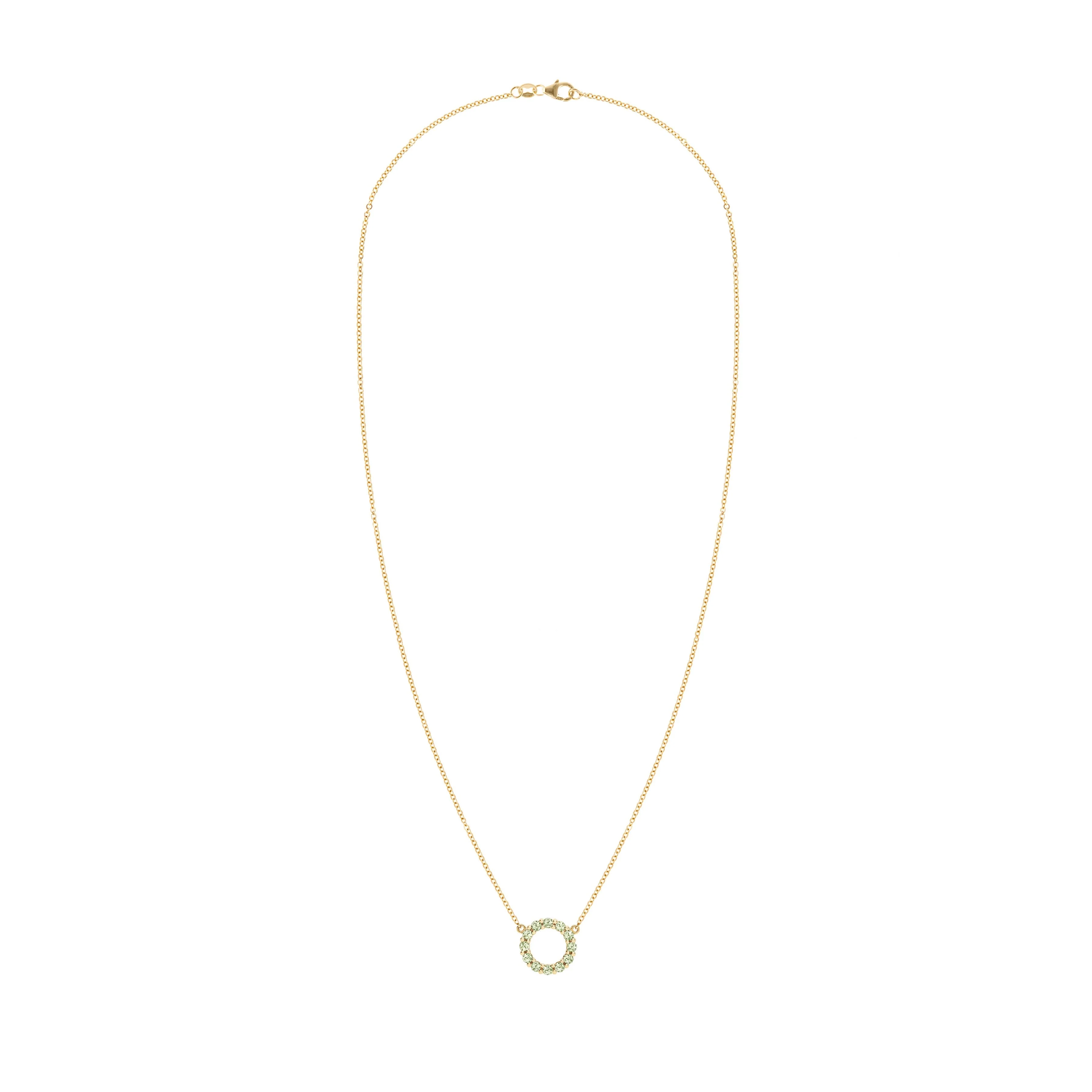 Rosecliff Small Circle Peridot Necklace in 14k Gold (August) - Image 5
