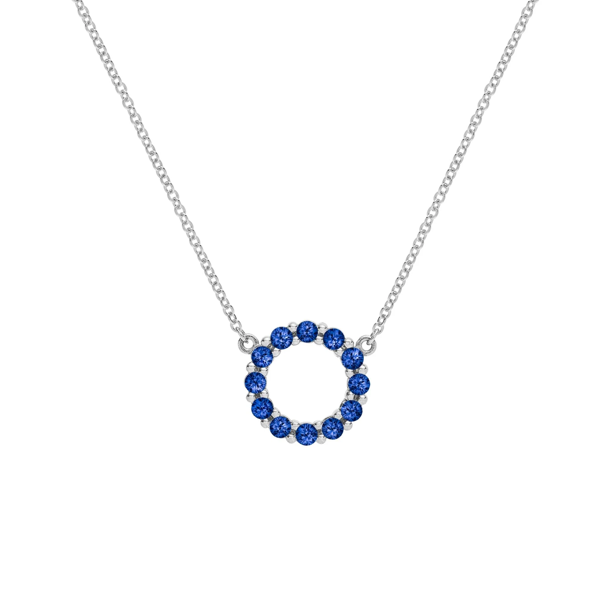 Rosecliff Small Circle Sapphire Necklace in 14k Gold (September) - Image 8
