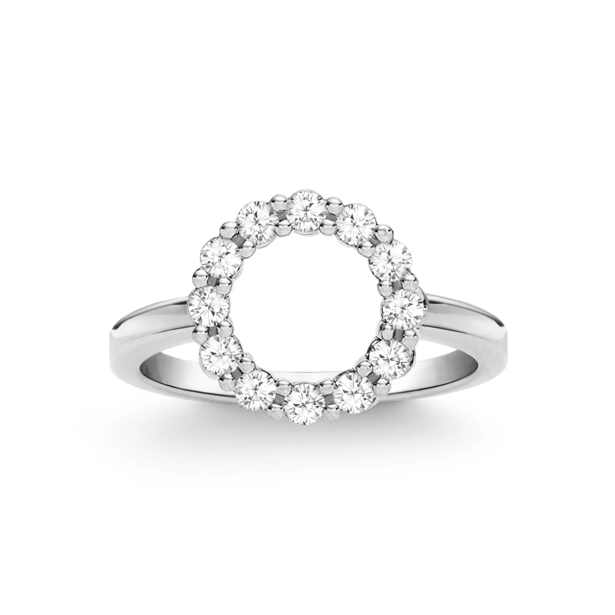 Rosecliff Small Circle White Topaz Ring in 14k Gold (April) - Image 5