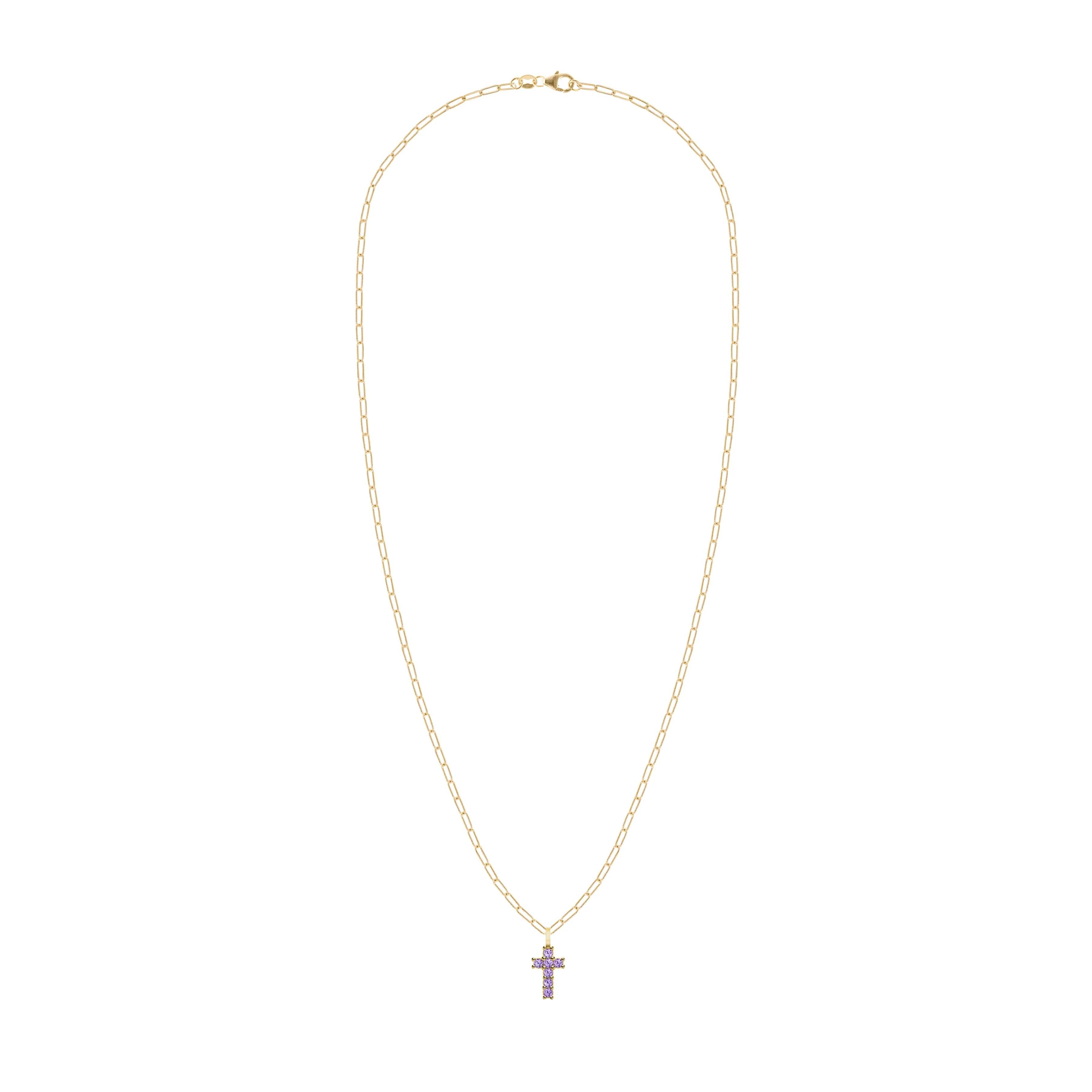 Rosecliff Small Cross Amethyst Pendant in 14k Gold (February) - Image 4