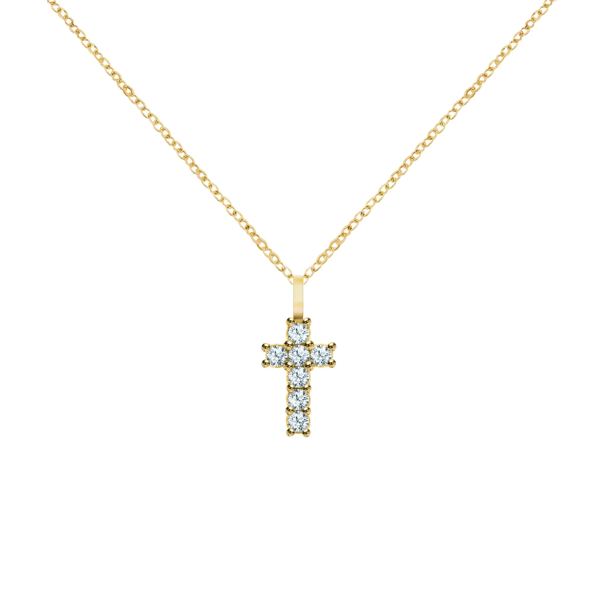 Rosecliff Small Cross Aquamarine Pendant in 14k Gold (March) - Image 5