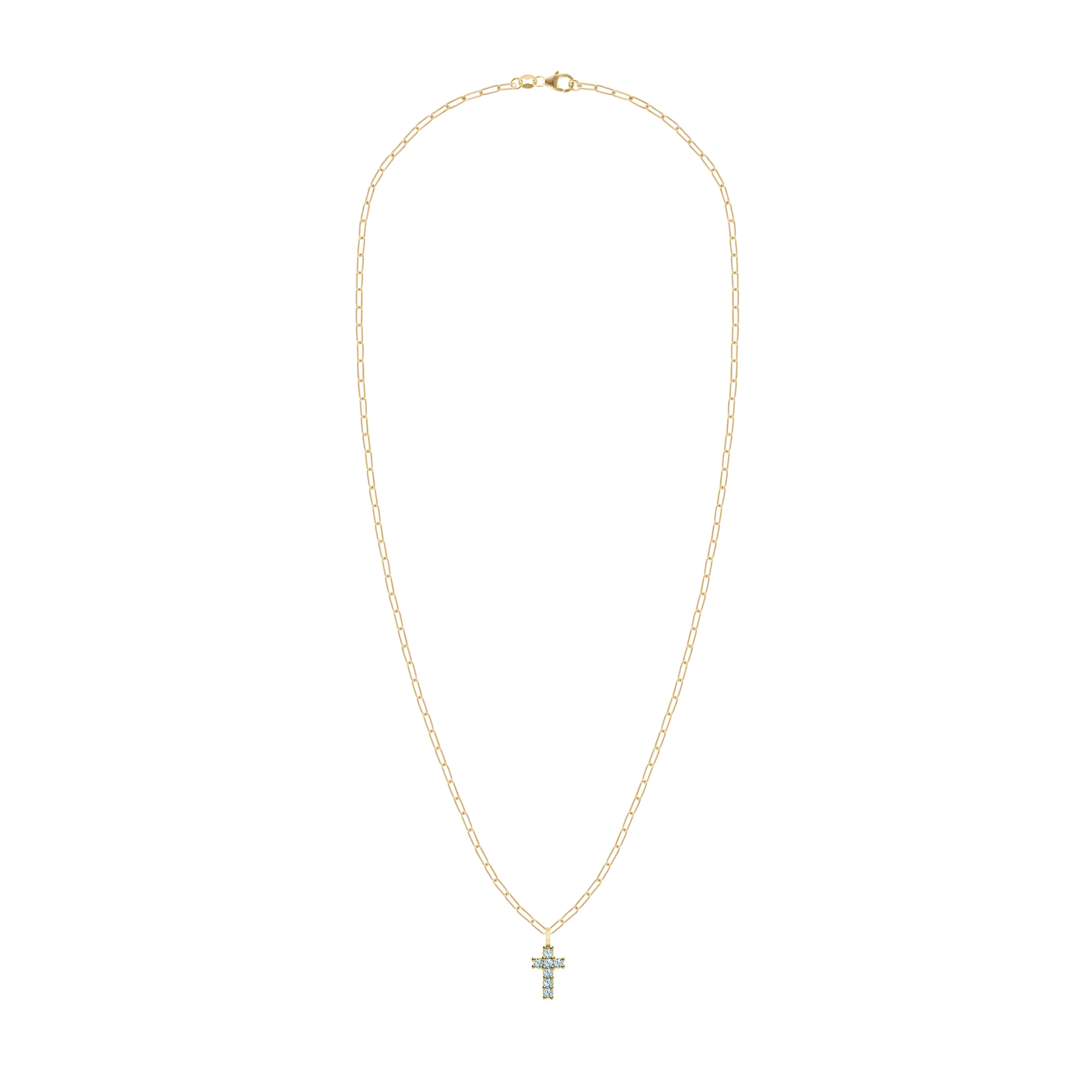 Rosecliff Small Cross Nantucket Blue Topaz Pendant in 14k Gold (December) - Image 4