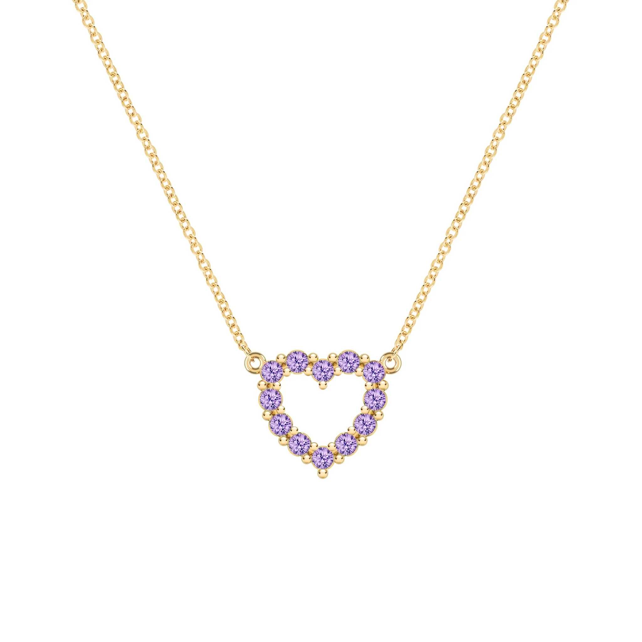 Rosecliff Small Heart Amethyst Necklace in 14k Gold (February)