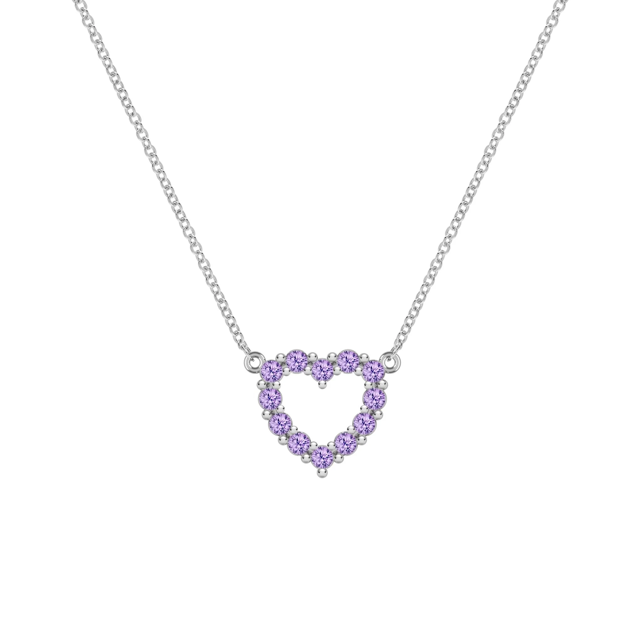 Rosecliff Small Heart Amethyst Necklace in 14k Gold (February) - Image 8