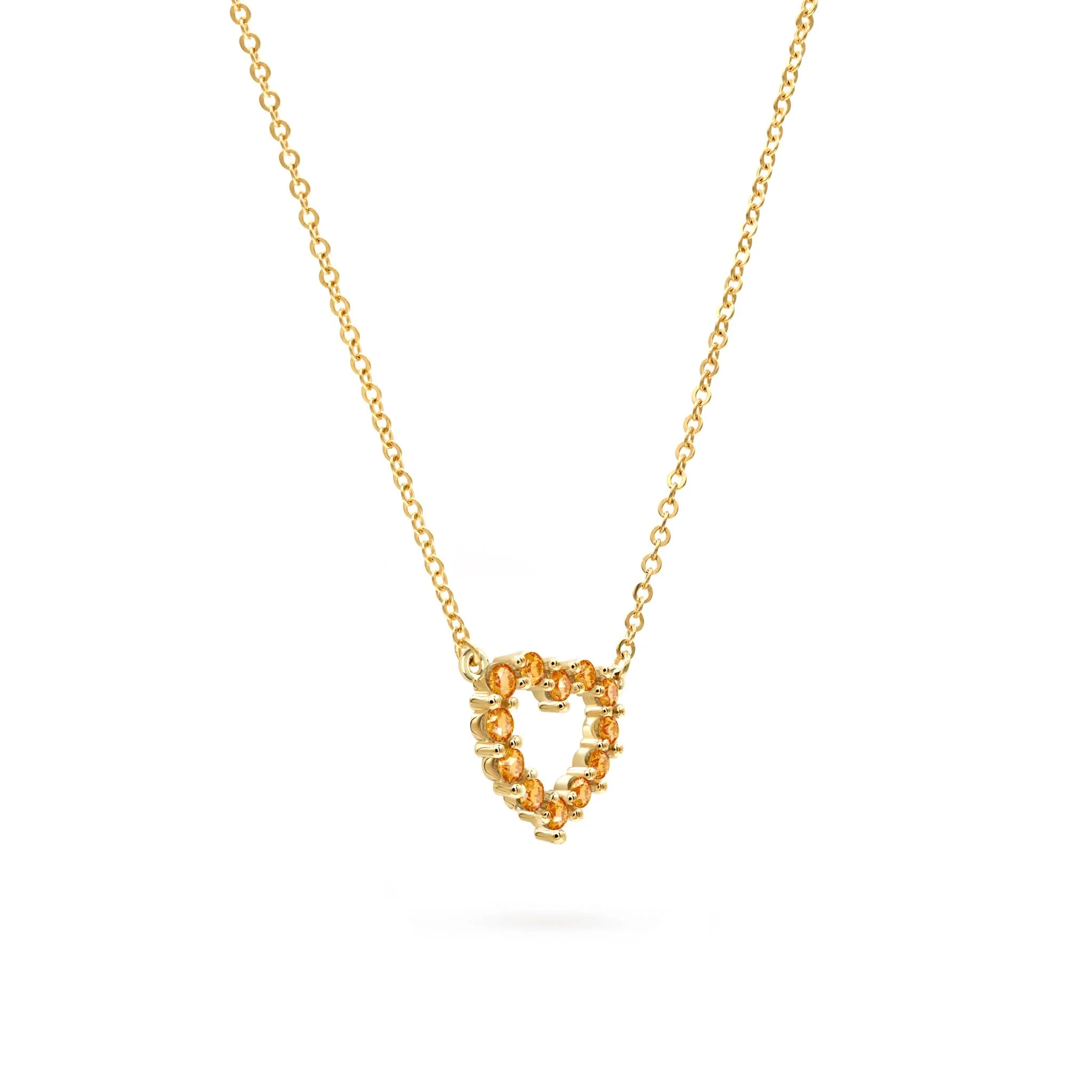 Rosecliff Small Heart Citrine Necklace in 14k Gold (November) - Image 4