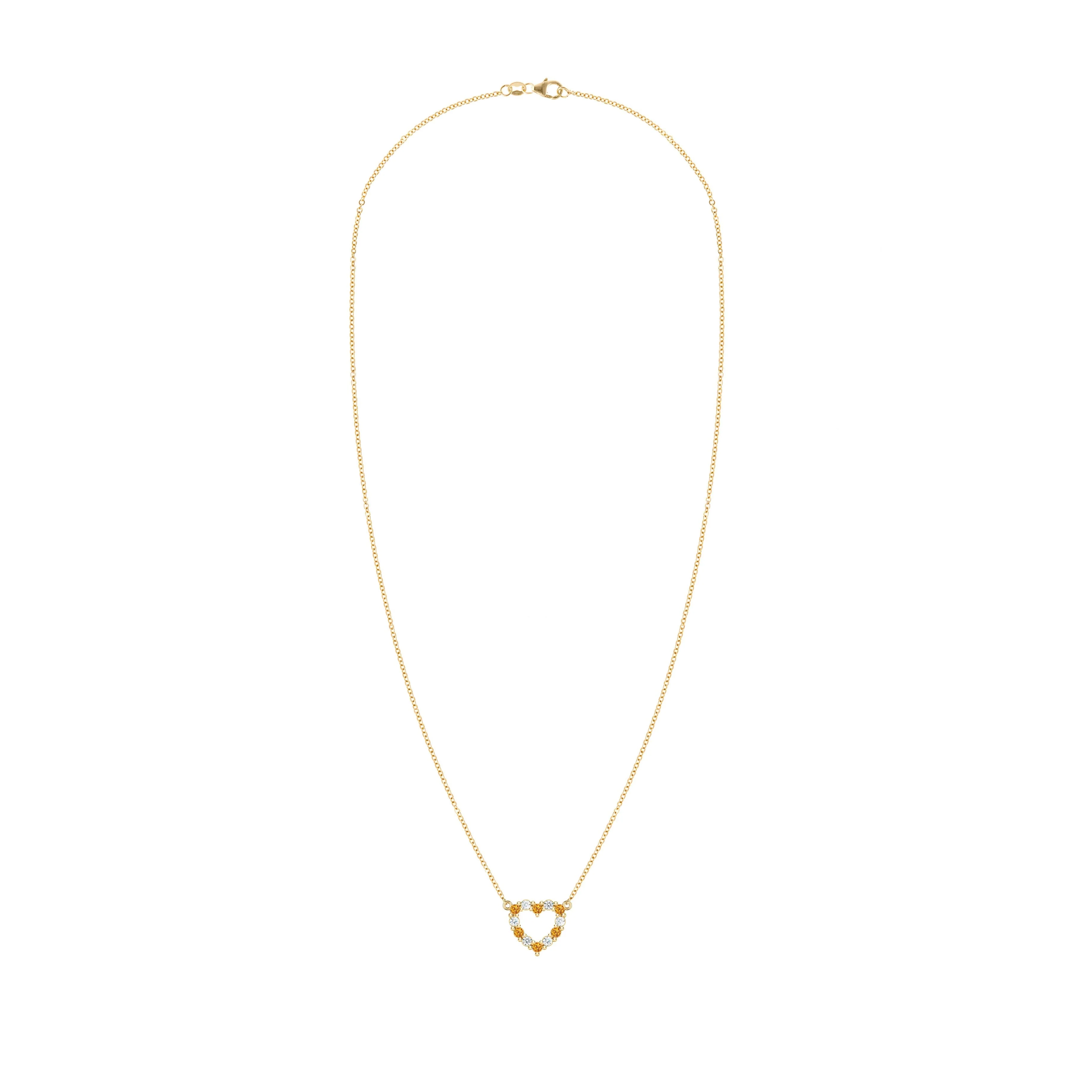 Rosecliff Small Heart Diamond & Citrine Necklace in 14k Gold (November) - Image 5