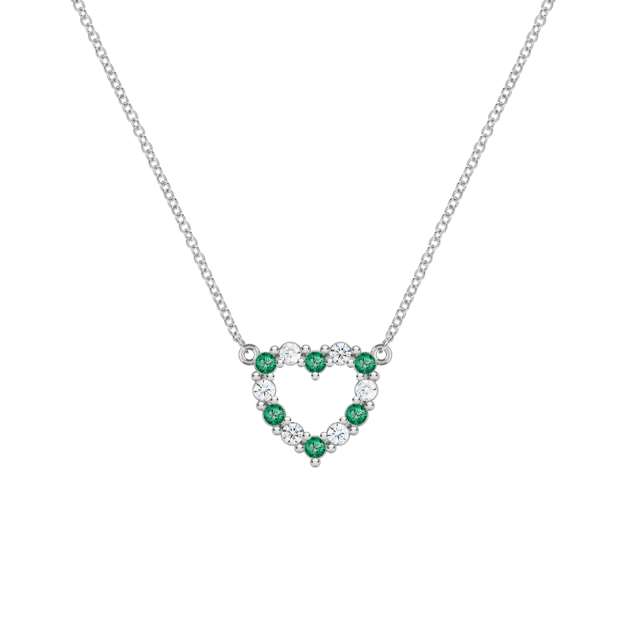 Rosecliff Small Heart Diamond & Emerald Necklace in 14k Gold (May) - Image 8
