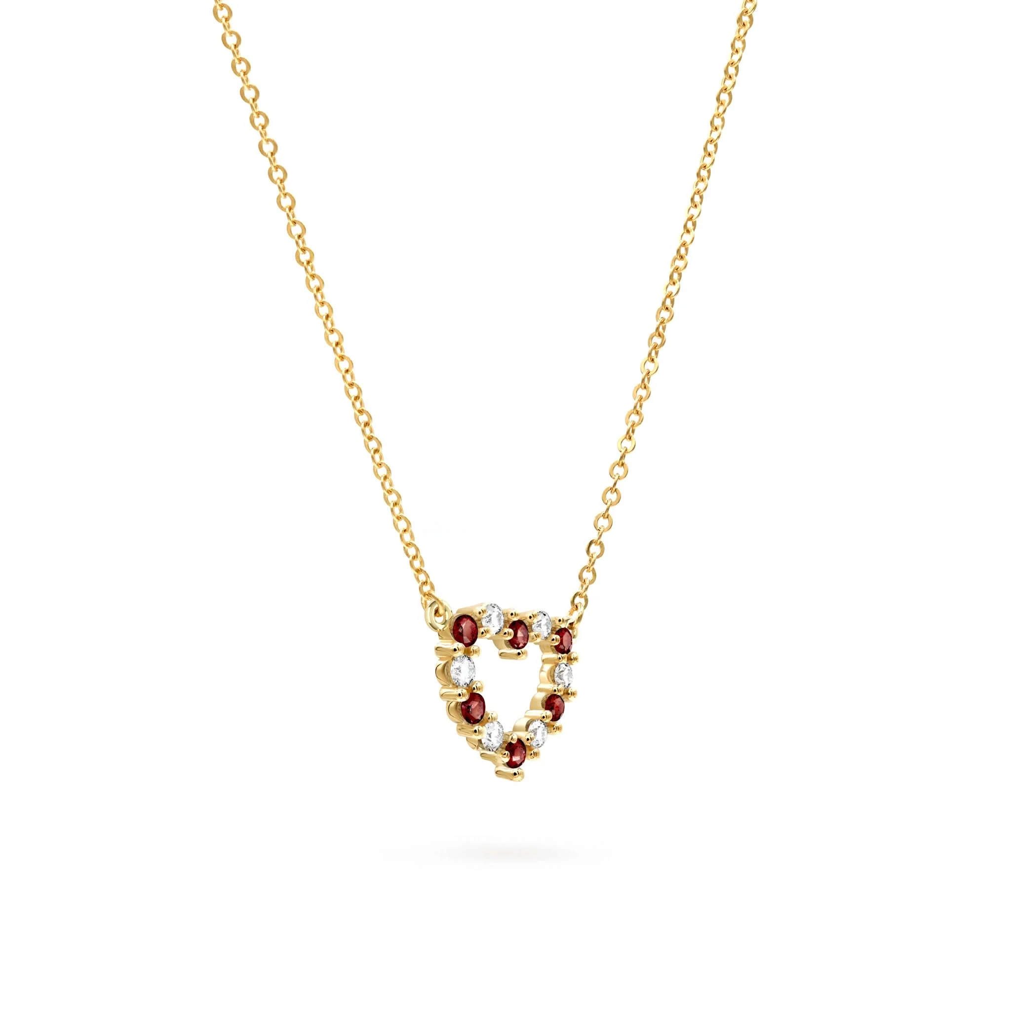 Rosecliff Small Heart Diamond & Garnet Necklace in 14k Gold (January) - Image 4