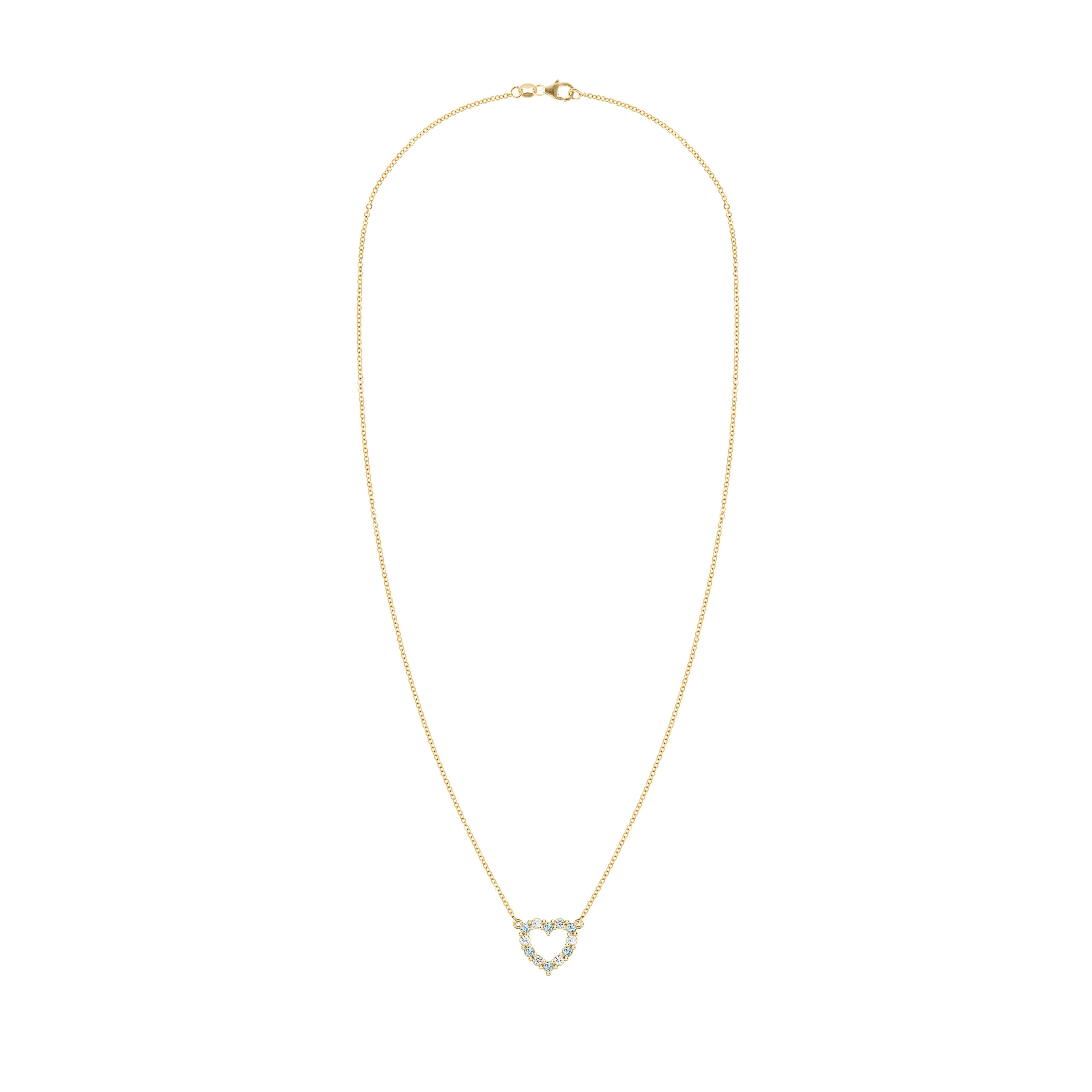 Rosecliff Small Heart Diamond & Nantucket Blue Topaz Necklace in 14k Gold (December) - Image 5