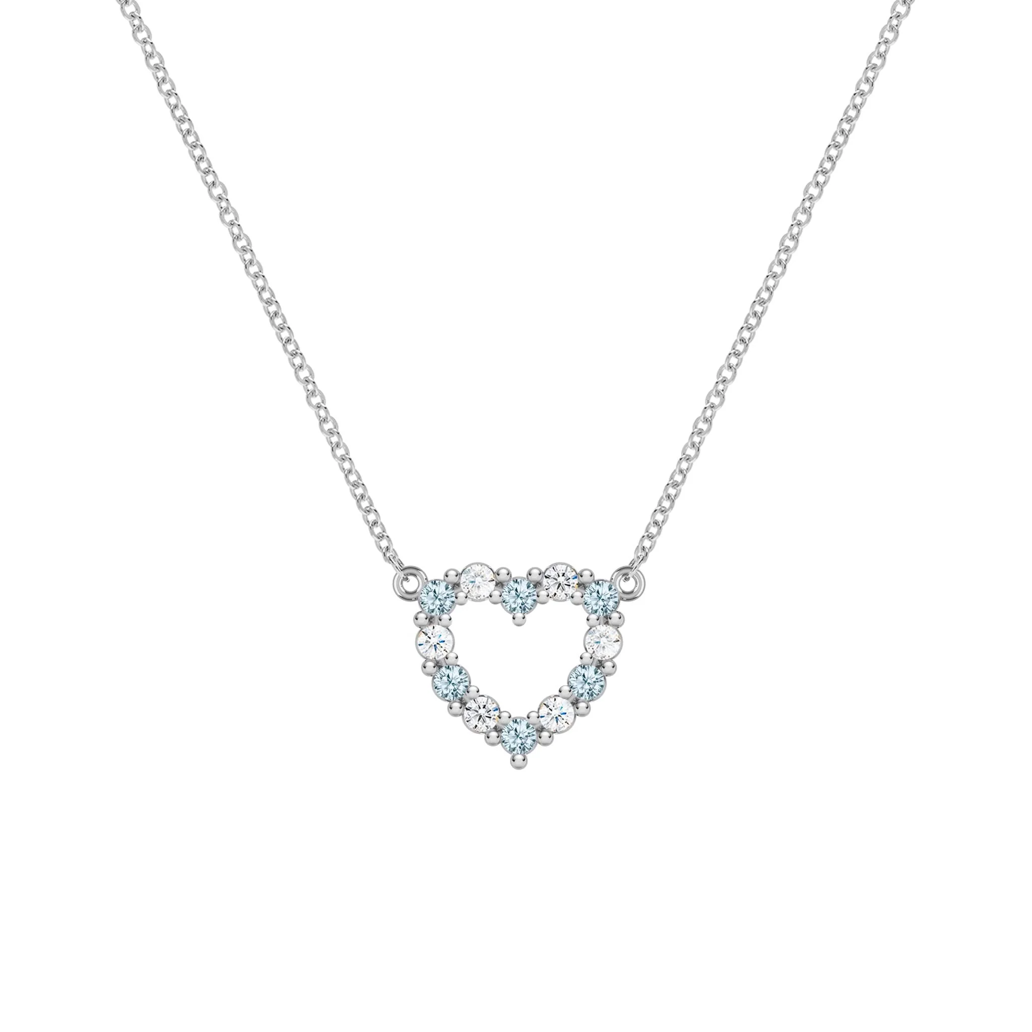 Rosecliff Small Heart Diamond & Nantucket Blue Topaz Necklace in 14k Gold (December) - Image 8