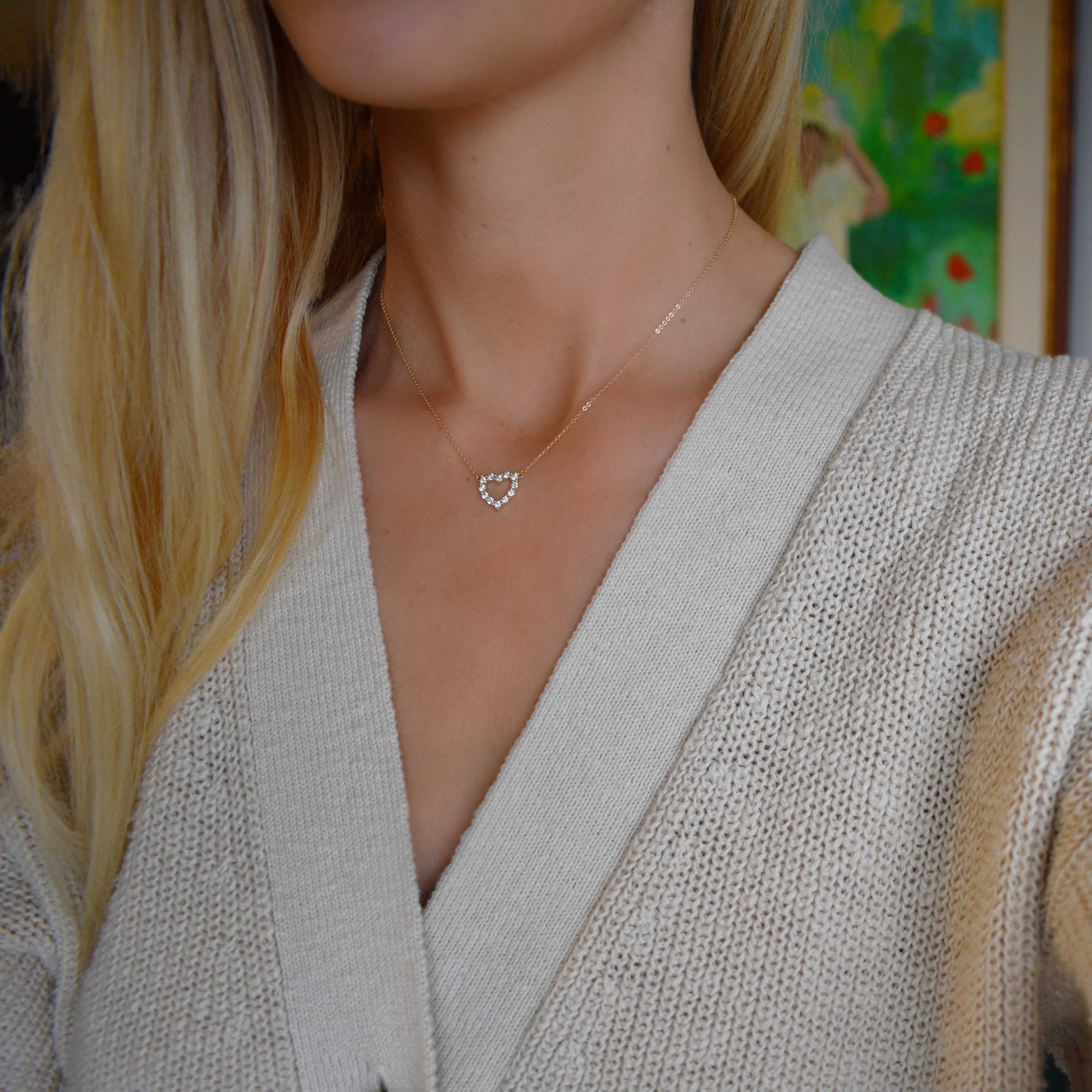 Rosecliff Small Heart Diamond Necklace in 14k Gold (April) - Image 6