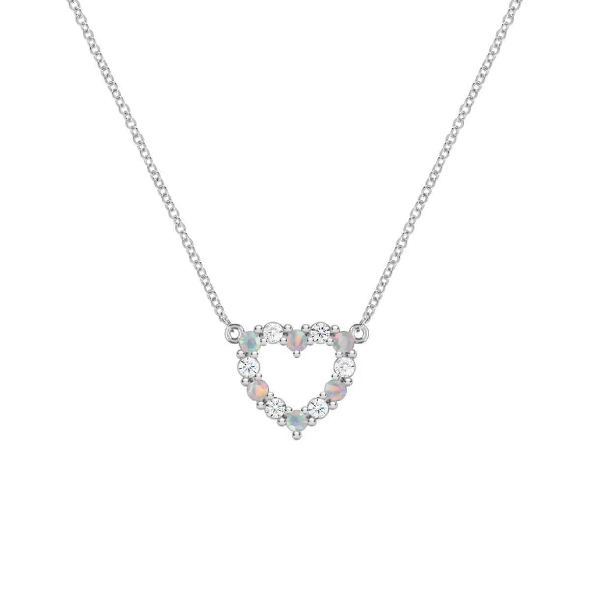 Rosecliff Small Heart Diamond & Opal Necklace in 14k Gold (October) - Image 8