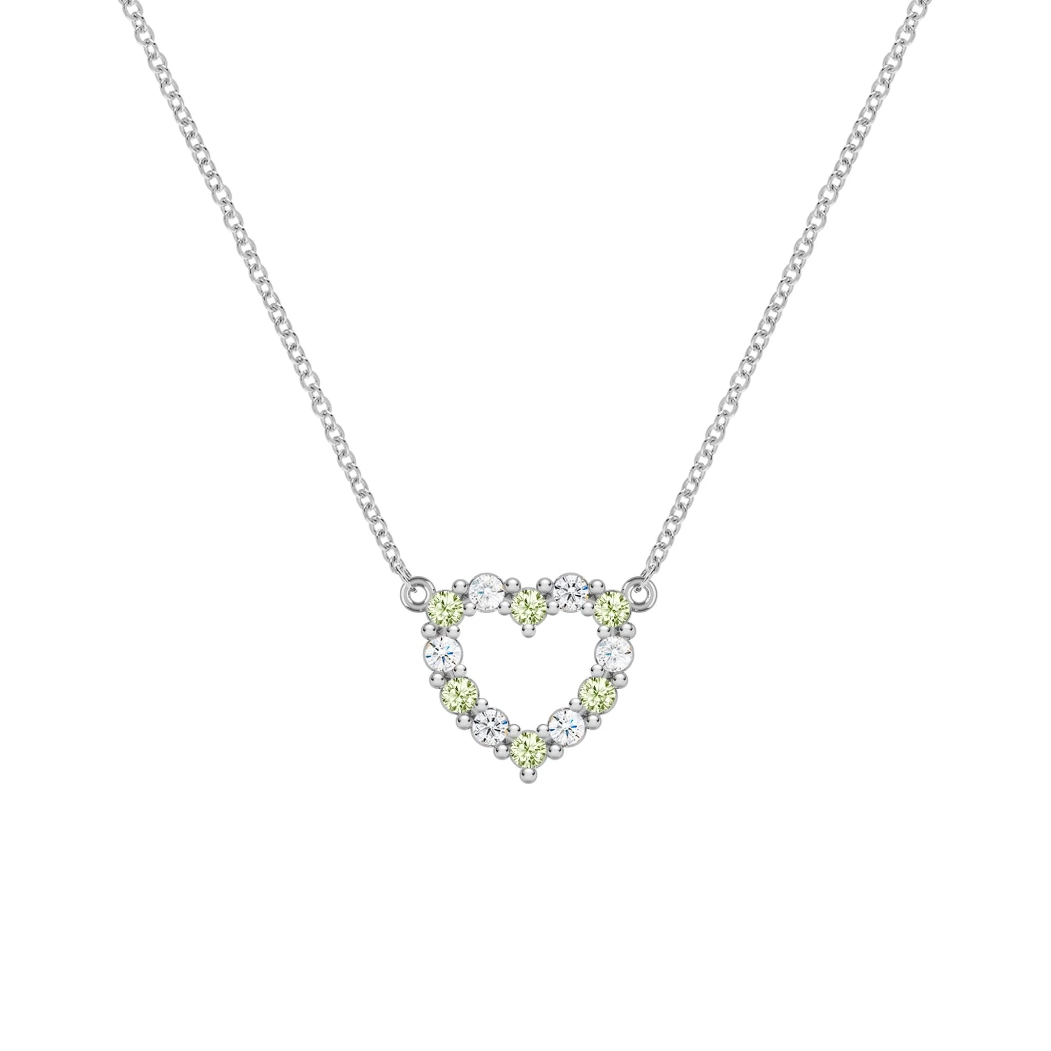 Rosecliff Small Heart Diamond & Peridot Necklace in 14k Gold (August) - Image 8