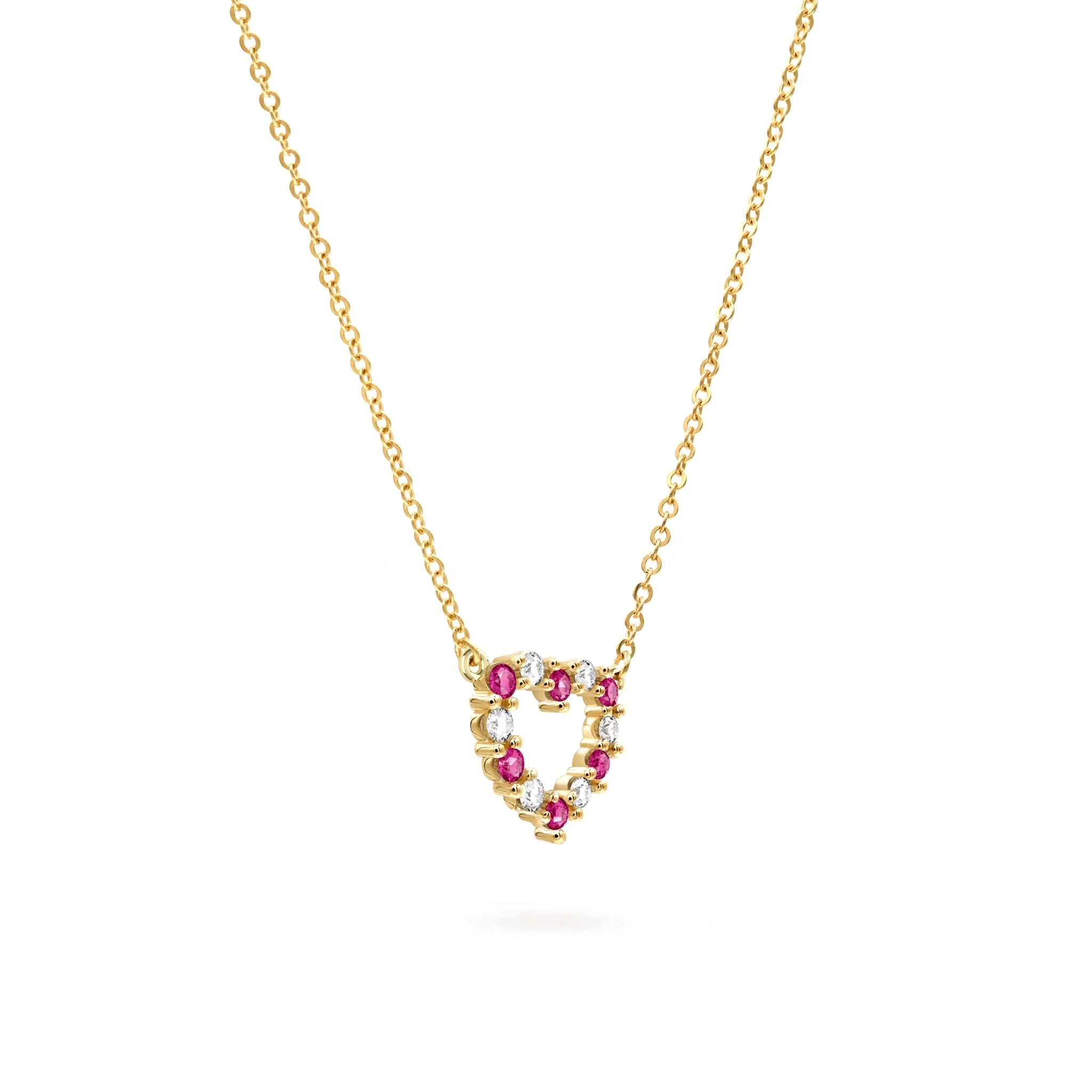 Rosecliff Small Heart Diamond & Ruby Necklace in 14k Gold (July) - Image 4