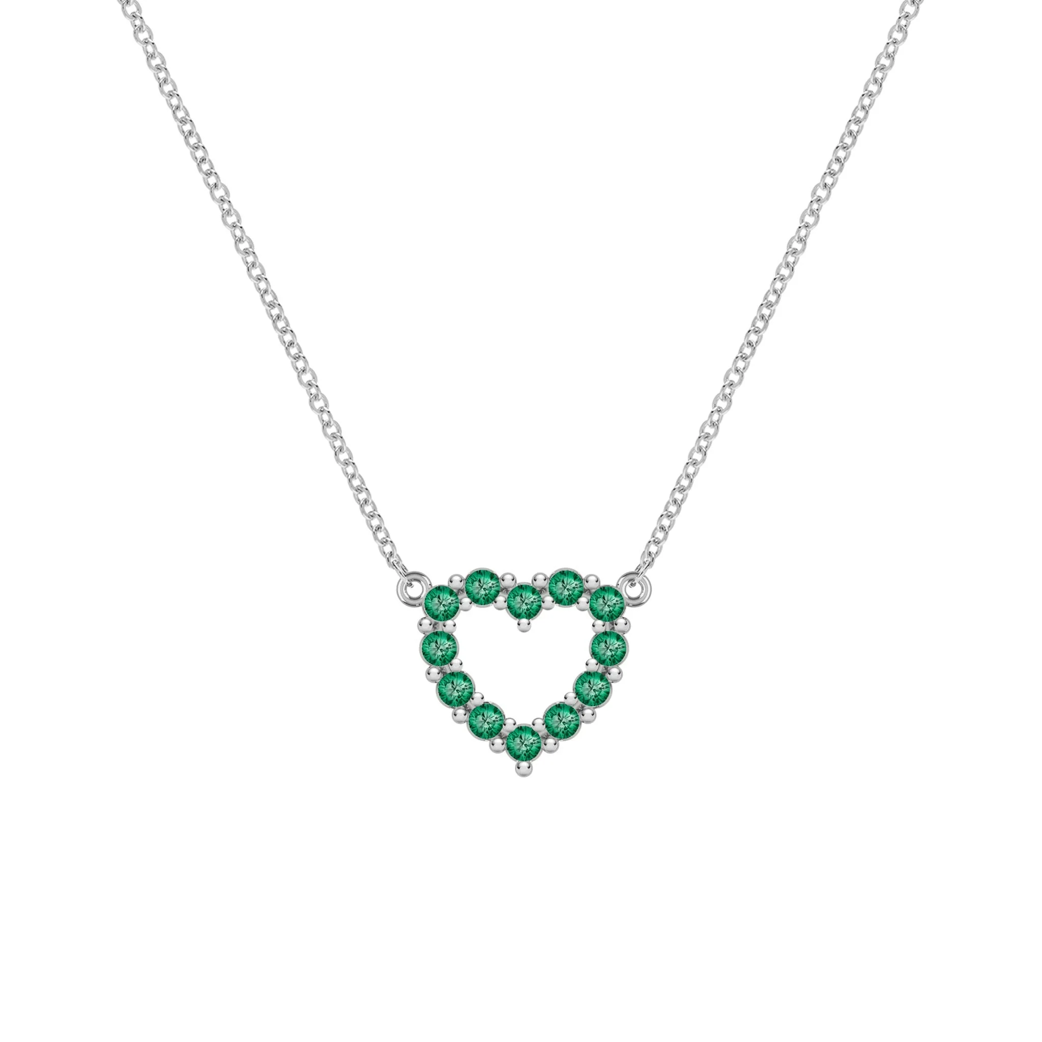 Rosecliff Small Heart Emerald Necklace in 14k Gold (May) - Image 8